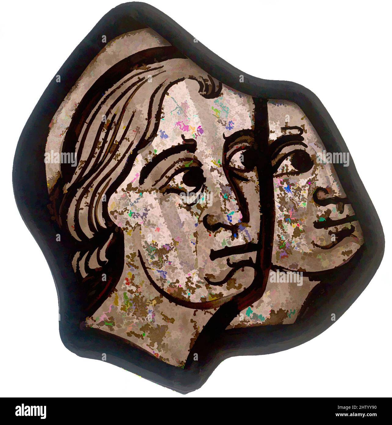 Art inspiré par fragment, 1200–1215, français, verre en pot-métal, peinture vitreuse, Total : 3 13/16 x 3 9/16 po (9,7 x 9 cm), vitraux, la cathédrale Saint-Étienne de Bourges conserve encore une série distinguée de vitraux dans ses chapelles. Ces fragments de certains des, œuvres classiques modernisées par Artotop avec un peu de modernité. Formes, couleur et valeur, impact visuel accrocheur sur l'art émotions par la liberté d'œuvres d'art d'une manière contemporaine. Un message intemporel qui cherche une nouvelle direction créative. Artistes qui se tournent vers le support numérique et créent le NFT Artotop Banque D'Images