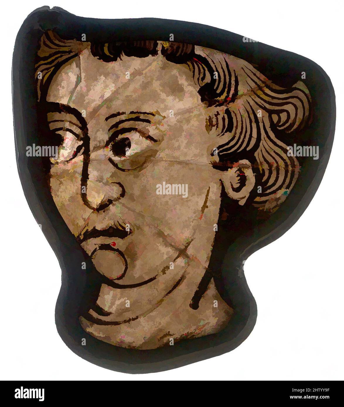 Art inspiré par Glass fragment, 1200–1215, français, verre en pot-métal, peinture vitreuse, Total : 2 9/16 x 2 15/16 po (6,5 x 7,4 cm), vitraux, la cathédrale Saint-Étienne de Bourges conserve encore une série distinguée de vitraux dans ses chapelles. Ces fragments de certains, oeuvres classiques modernisées par Artotop avec une touche de modernité. Formes, couleur et valeur, impact visuel accrocheur sur l'art émotions par la liberté d'œuvres d'art d'une manière contemporaine. Un message intemporel qui cherche une nouvelle direction créative. Artistes qui se tournent vers le support numérique et créent le NFT Artotop Banque D'Images