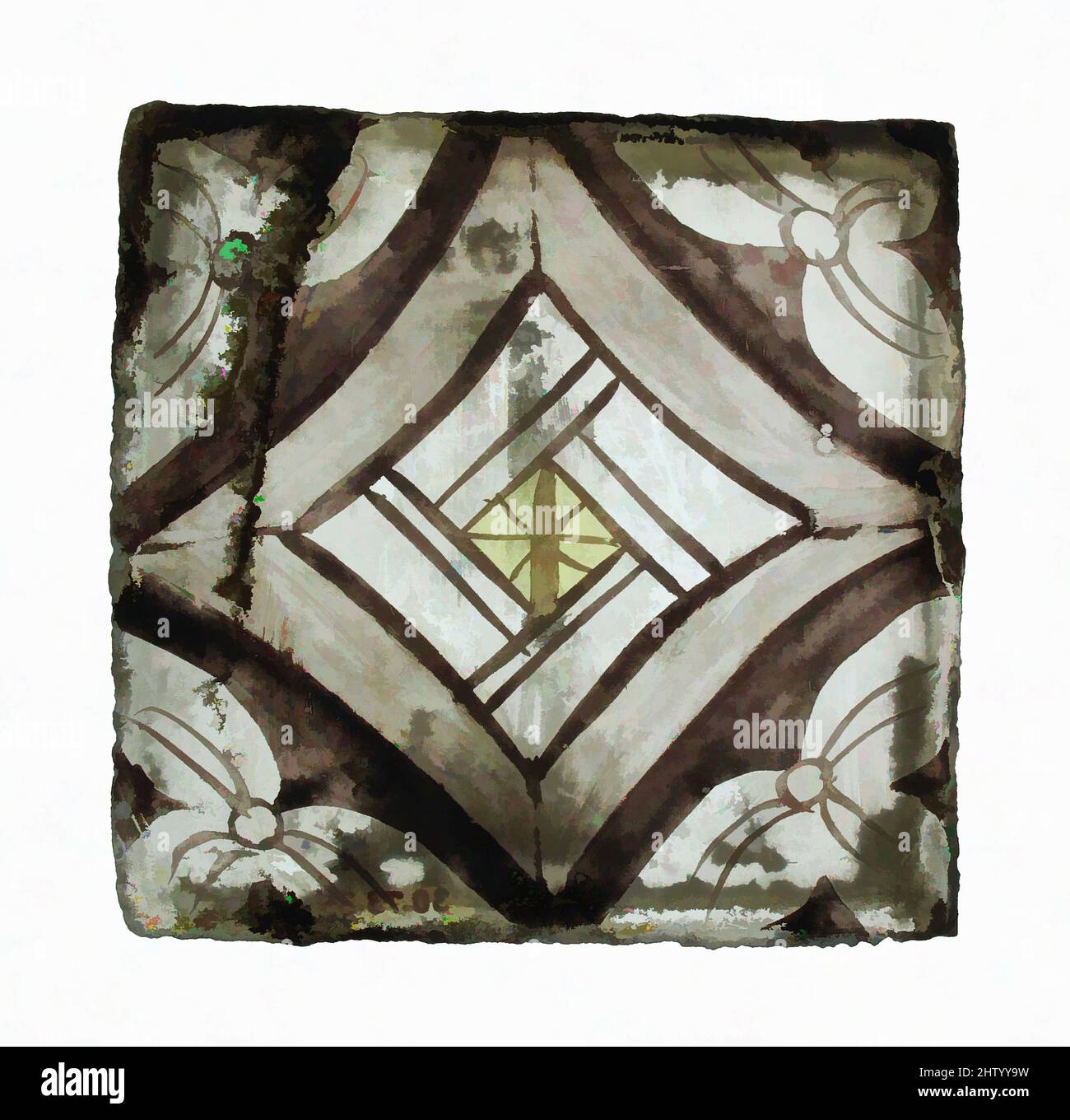 Art inspiré par Glass fragment, 15th Century, européen, verre incolore, total: 2 3/4 x 2 3/4 po. (7 x 7 cm), vitraux, oeuvres classiques modernisées par Artotop avec une touche de modernité. Formes, couleur et valeur, impact visuel accrocheur sur l'art émotions par la liberté d'œuvres d'art d'une manière contemporaine. Un message intemporel qui cherche une nouvelle direction créative. Artistes qui se tournent vers le support numérique et créent le NFT Artotop Banque D'Images