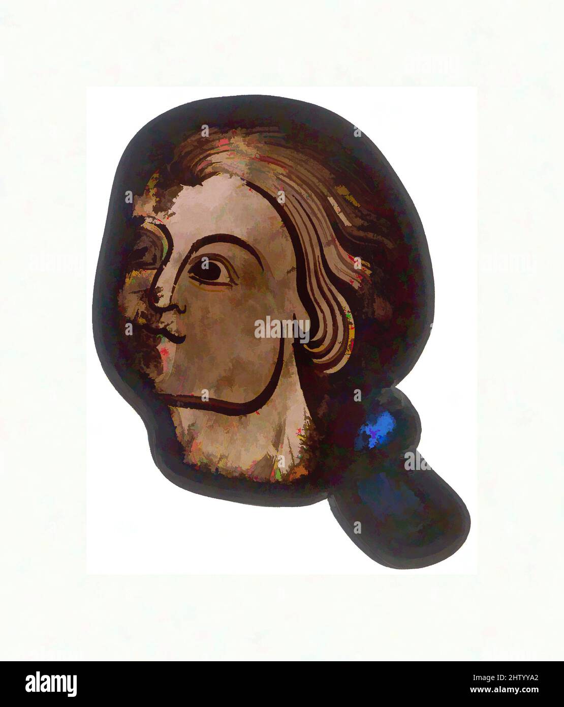 Art inspiré par Glass fragment, 1200–1215, français, verre en pot-métal, peinture vitreuse, Total : 4 1/8 x 3 11/16 x 1/4 pouces (10,5 x 9,3 x 0,6 cm), vitraux, la cathédrale Saint-Étienne de Bourges conserve encore une série distinguée de vitraux dans ses chapelles. Ces fragments, œuvres classiques modernisées par Artotop avec une touche de modernité. Formes, couleur et valeur, impact visuel accrocheur sur l'art émotions par la liberté d'œuvres d'art d'une manière contemporaine. Un message intemporel qui cherche une nouvelle direction créative. Artistes qui se tournent vers le support numérique et créent le NFT Artotop Banque D'Images