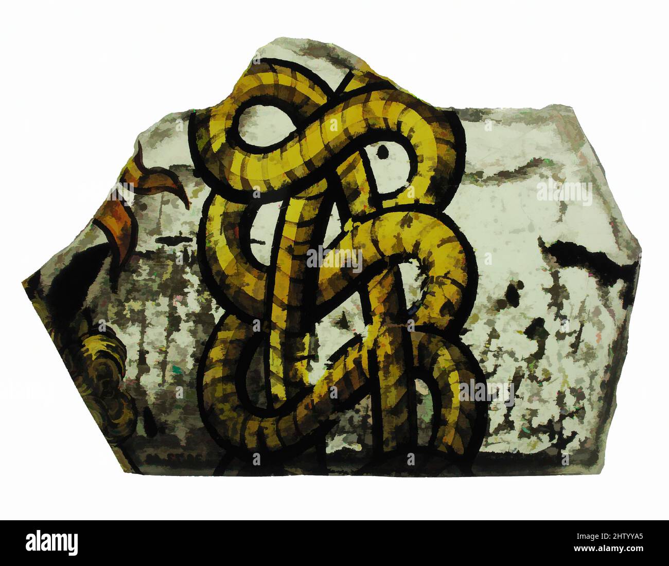 Art inspiré par Glass fragment, 15th–16th Century, européen, verre incolore, total : 6 x 4 po (15,2 x 10,2 cm), vitraux, oeuvres classiques modernisées par Artotop avec une touche de modernité. Formes, couleur et valeur, impact visuel accrocheur sur l'art émotions par la liberté d'œuvres d'art d'une manière contemporaine. Un message intemporel qui cherche une nouvelle direction créative. Artistes qui se tournent vers le support numérique et créent le NFT Artotop Banque D'Images