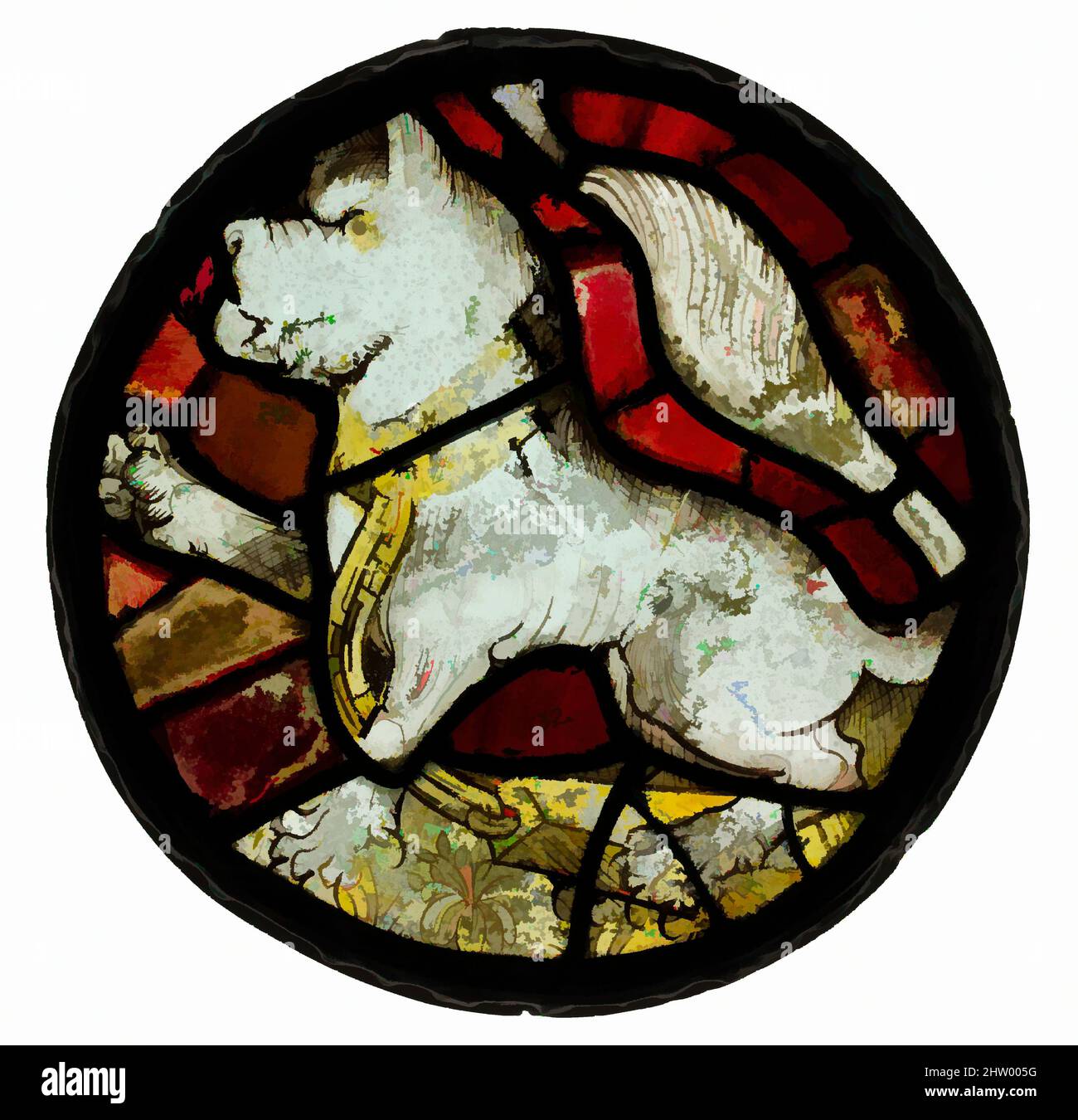 Art inspiré par Roundel, env. 1450, britannique, vitrail, total : 10 1/2 po (26,7 cm), vitraux, oeuvres classiques modernisées par Artotop avec une touche de modernité. Formes, couleur et valeur, impact visuel accrocheur sur l'art émotions par la liberté d'œuvres d'art d'une manière contemporaine. Un message intemporel qui cherche une nouvelle direction créative. Artistes qui se tournent vers le support numérique et créent le NFT Artotop Banque D'Images