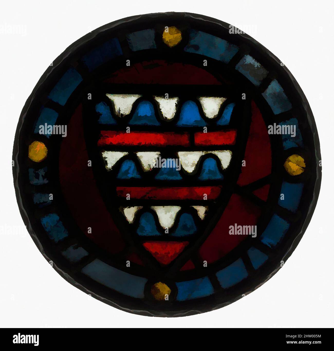 Art inspiré par Roundel, env. 1360–77, British, vitrail, 10 1/4 po × 5/16 po (26 × 0,8 cm), vitraux, oeuvres classiques modernisées par Artotop avec une touche de modernité. Formes, couleur et valeur, impact visuel accrocheur sur l'art émotions par la liberté d'œuvres d'art d'une manière contemporaine. Un message intemporel qui cherche une nouvelle direction créative. Artistes qui se tournent vers le support numérique et créent le NFT Artotop Banque D'Images