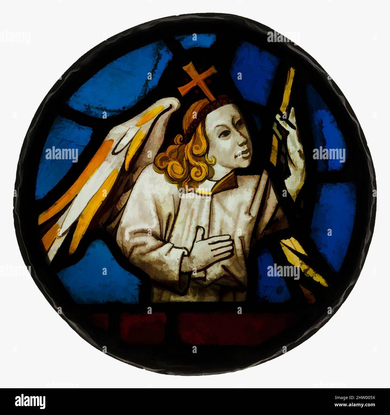Art inspiré par Roundel avec un Ange, 15th siècle, britannique, vitrail, diamètre: 9- 1/4 po, vitrail, oeuvres classiques modernisées par Artotop avec une touche de modernité. Formes, couleur et valeur, impact visuel accrocheur sur l'art émotions par la liberté d'œuvres d'art d'une manière contemporaine. Un message intemporel qui cherche une nouvelle direction créative. Artistes qui se tournent vers le support numérique et créent le NFT Artotop Banque D'Images