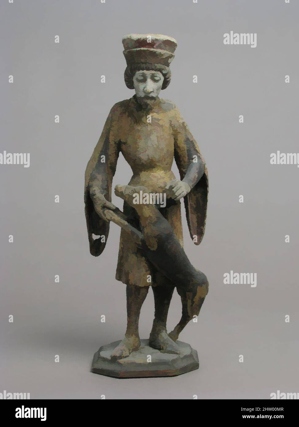 Art inspiré par Saint Giles avec blessé Doe, 15th siècle, fabriqué dans la vallée du Rhin, allemand, bois, polychromie, dorure et flèche métallique, total: 13 3/16 x 4 15/16 x 3 5/8in. (33,5 x 12,6 x 9,2cm), Sculpture-Bois, oeuvres classiques modernisées par Artotop avec une touche de modernité. Formes, couleur et valeur, impact visuel accrocheur sur l'art émotions par la liberté d'œuvres d'art d'une manière contemporaine. Un message intemporel qui cherche une nouvelle direction créative. Artistes qui se tournent vers le support numérique et créent le NFT Artotop Banque D'Images