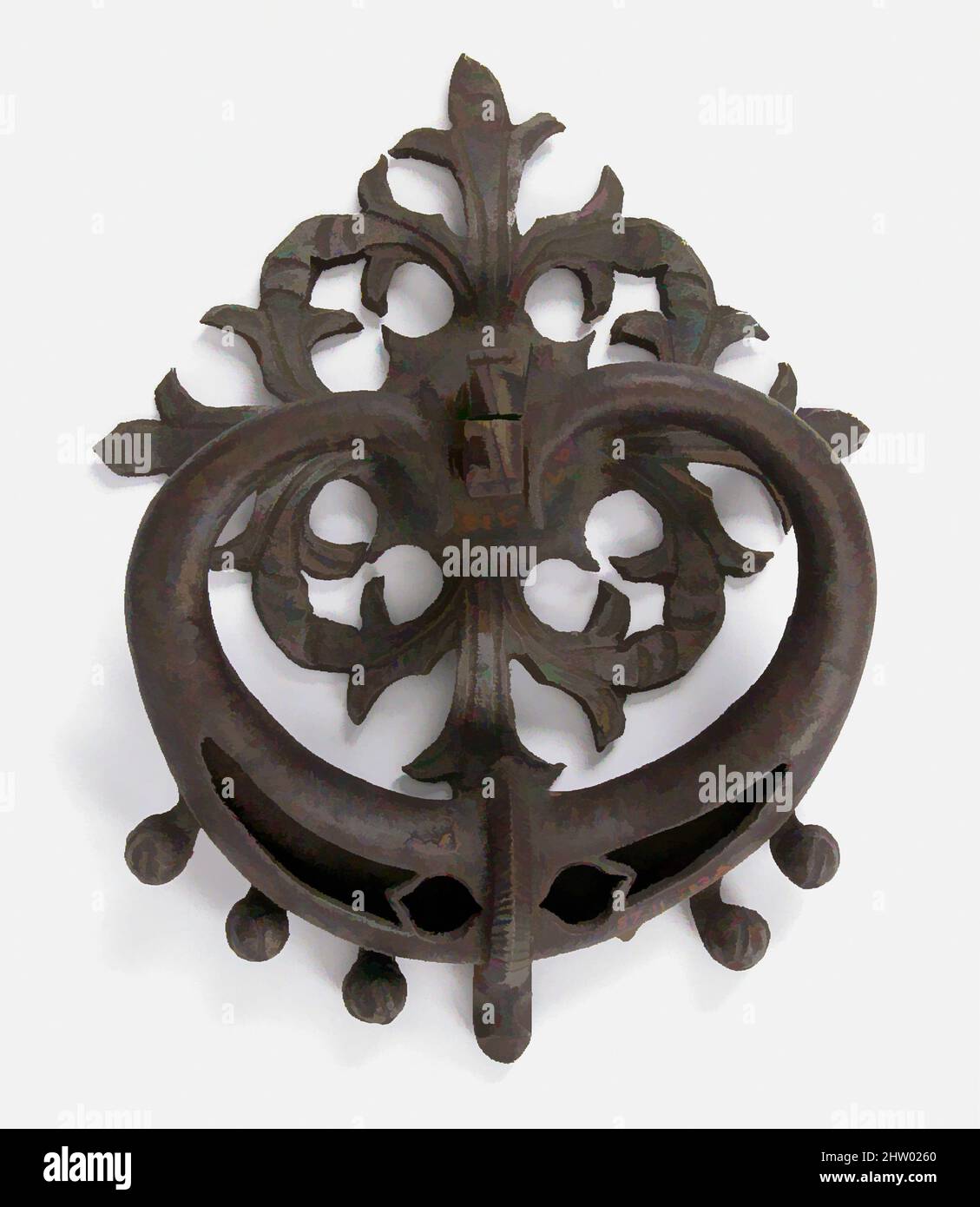 Art inspiré par la poignée de porte, 15th Century, allemand, fer, ensemble (comme si installé): 4 1/2 x 3 1/2 x 1 1/4 po. (11,5 x 8,9 x 3,1 cm), Metalwork-Iron, œuvres classiques modernisées par Artotop avec une touche de modernité. Formes, couleur et valeur, impact visuel accrocheur sur l'art émotions par la liberté d'œuvres d'art d'une manière contemporaine. Un message intemporel qui cherche une nouvelle direction créative. Artistes qui se tournent vers le support numérique et créent le NFT Artotop Banque D'Images