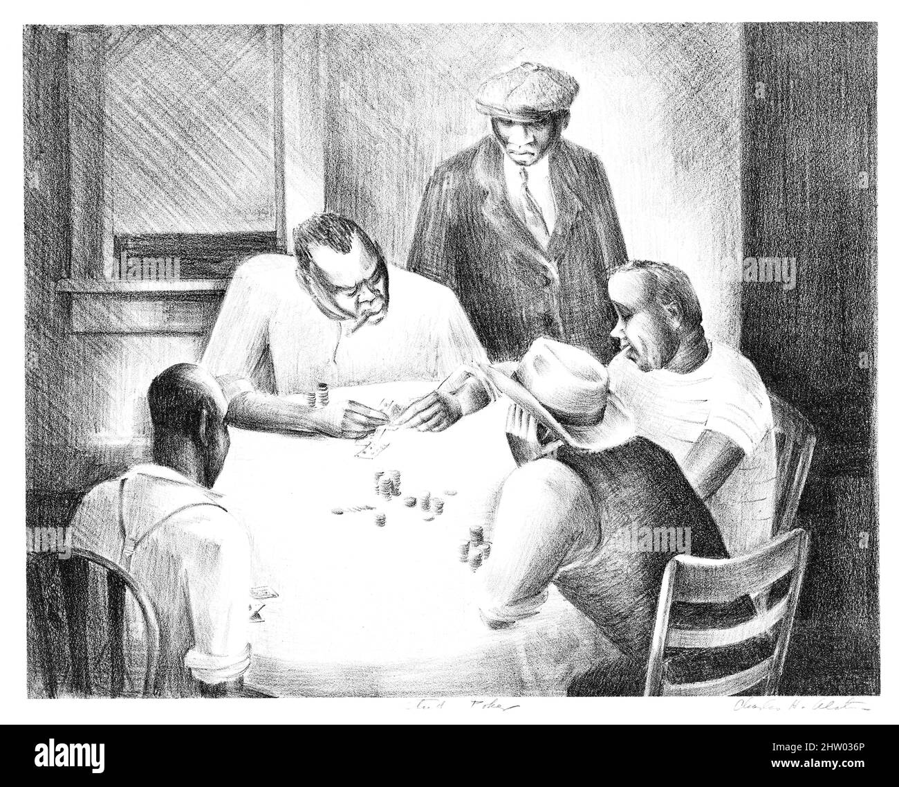 Charles Henry Alston - Stud Poker - Un groupe d'Afro-Américains assis autour d'une table de cartes jouant au poker Stud - 1936-1943 Banque D'Images