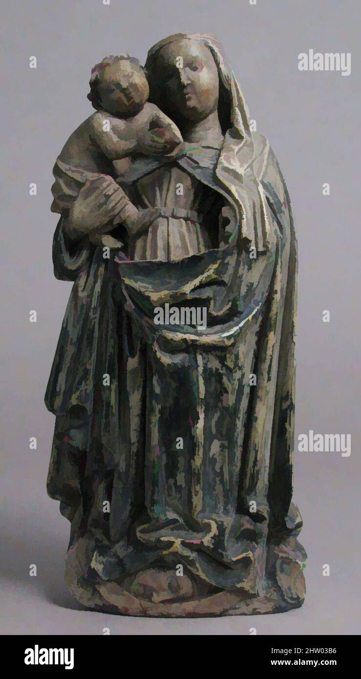 Art inspiré par Virgin and Child, 1430–40, pays-Bas-du-Sud, albâtre avec polychromie, 12 7/8 x 5 9/16 x 3 3/16 po. (32,7 x 14,2 x 8,1 cm), Sculpture-Pierre, oeuvres classiques modernisées par Artotop avec une touche de modernité. Formes, couleur et valeur, impact visuel accrocheur sur l'art émotions par la liberté d'œuvres d'art d'une manière contemporaine. Un message intemporel qui cherche une nouvelle direction créative. Artistes qui se tournent vers le support numérique et créent le NFT Artotop Banque D'Images