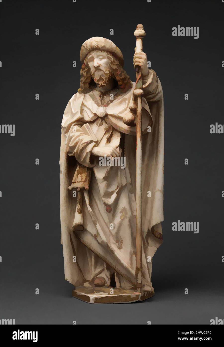 Art inspiré par Saint James le Grand, 1489–93, fabriqué à Burgos, Castille-León, Espagne, Espagnol, albâtre avec peinture et dorure, 18 1/16 × 6 7/8 × 4 15/16 po. (45,9 × 17,4 × 12,5 cm), Sculpture-Pierre, Gil de Siloe (espagnol, actif 1475–1505), en 1486, Isabel de Castille, patronne de, Œuvres classiques modernisées par Artotop avec une touche de modernité. Formes, couleur et valeur, impact visuel accrocheur sur l'art émotions par la liberté d'œuvres d'art d'une manière contemporaine. Un message intemporel qui cherche une nouvelle direction créative. Artistes qui se tournent vers le support numérique et créent le NFT Artotop Banque D'Images