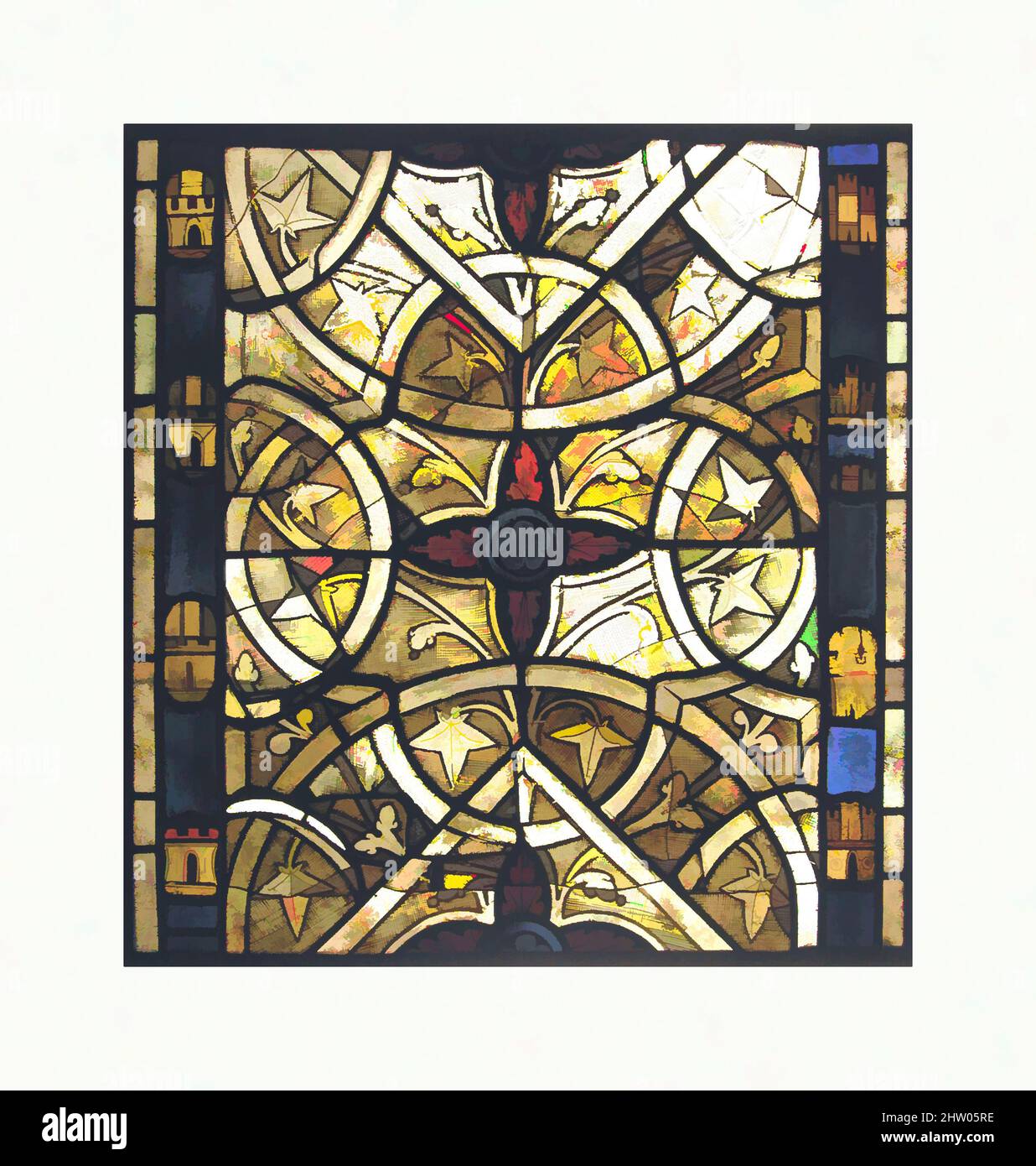 Art inspiré par Grisaille Panel, env. 1265, fabriqué à Rouen, Normandie, France, français, Verre blanc, verre pot-métal, et peinture vitreuse, total: 21 3/4 x 23 11/16 po. (55,2 x 60,1 cm), vitraux, ces panneaux de grisaille font partie d'un ensemble de huit d'une fenêtre dans l'une des trois chapelles, œuvres classiques modernisées par Artotop avec une touche de modernité. Formes, couleur et valeur, impact visuel accrocheur sur l'art émotions par la liberté d'œuvres d'art d'une manière contemporaine. Un message intemporel qui cherche une nouvelle direction créative. Artistes qui se tournent vers le support numérique et créent le NFT Artotop Banque D'Images