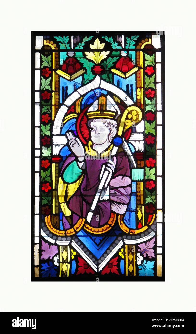 Art inspiré par Saint Erhard, 1340–50, autrichien, Pot Metal Glass, 36 x 17 1/4in. (91,4 x 43,8cm), vitraux, oeuvres classiques modernisées par Artotop avec une touche de modernité. Formes, couleur et valeur, impact visuel accrocheur sur l'art émotions par la liberté d'œuvres d'art d'une manière contemporaine. Un message intemporel qui cherche une nouvelle direction créative. Artistes qui se tournent vers le support numérique et créent le NFT Artotop Banque D'Images