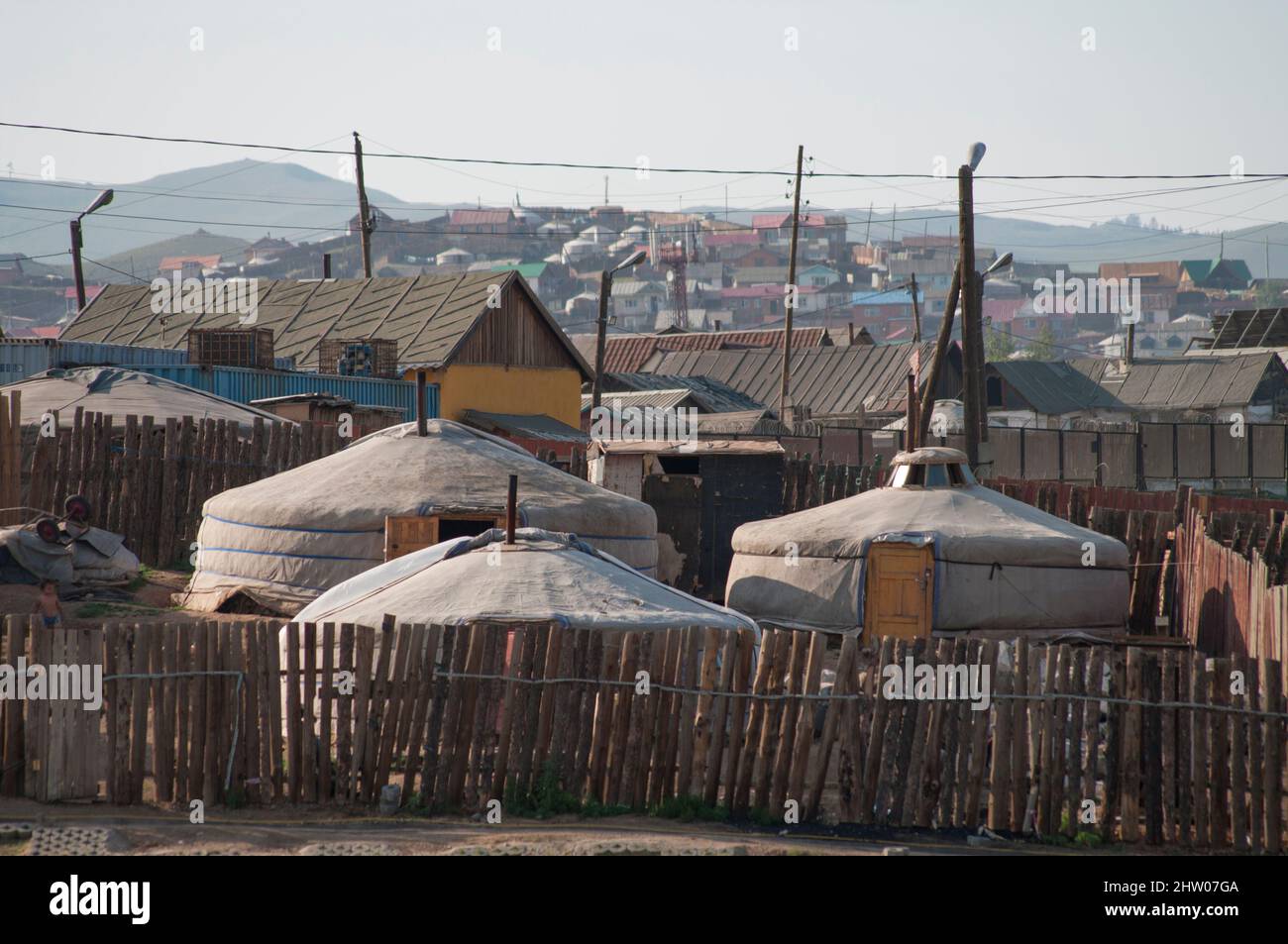 Asie, Mongolie, Yourt dans la banlieue d'Oulan Baatar Banque D'Images