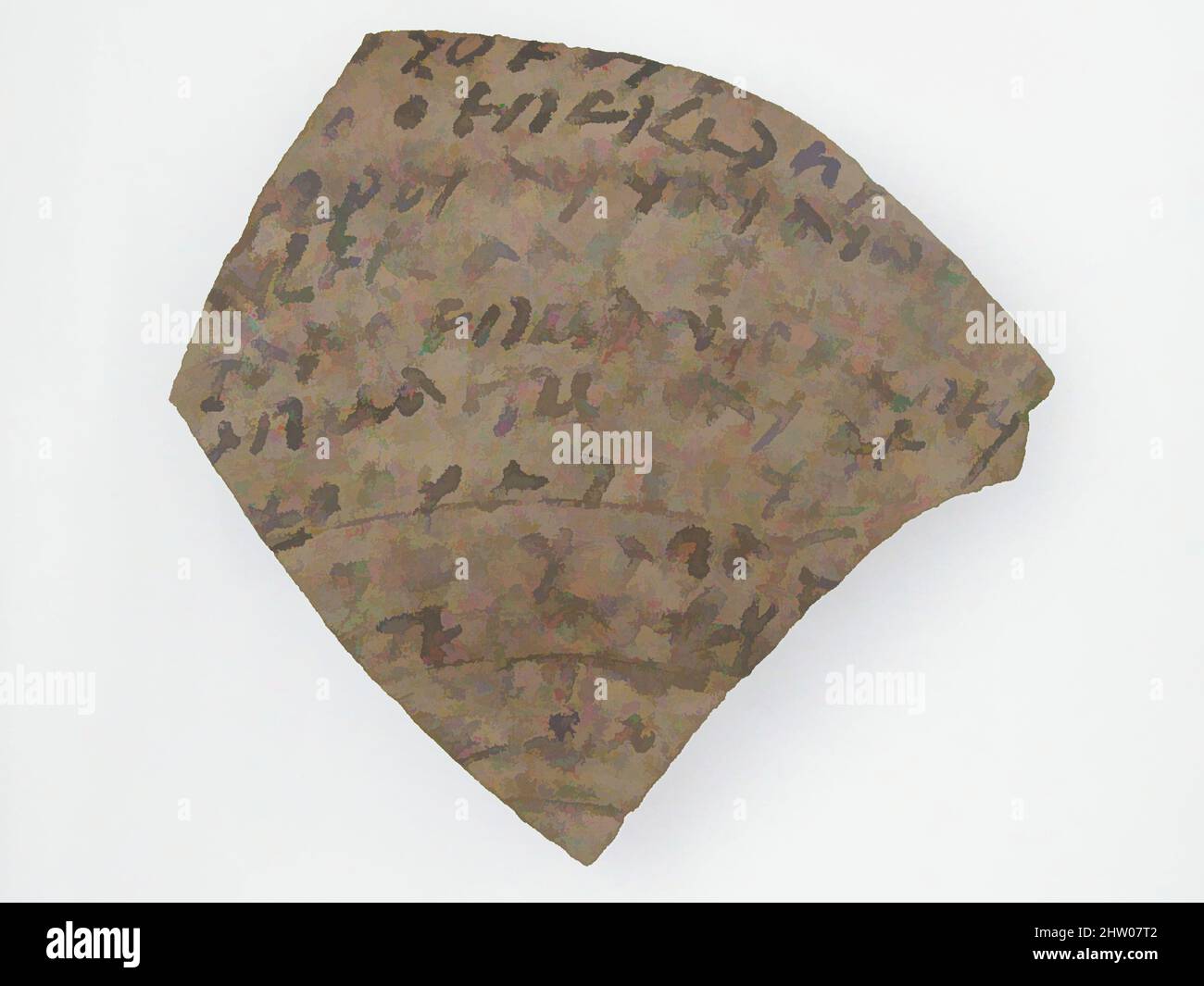 Art inspiré par Ostrakon, 7th siècle, fabriqué en Égypte byzantine, copte, fragment de poterie avec inscription à l'encre, 3 13/16 x 3 9/16 po. (9,7 x 9 cm), céramique, œuvres classiques modernisées par Artotop avec une touche de modernité. Formes, couleur et valeur, impact visuel accrocheur sur l'art émotions par la liberté d'œuvres d'art d'une manière contemporaine. Un message intemporel qui cherche une nouvelle direction créative. Artistes qui se tournent vers le support numérique et créent le NFT Artotop Banque D'Images