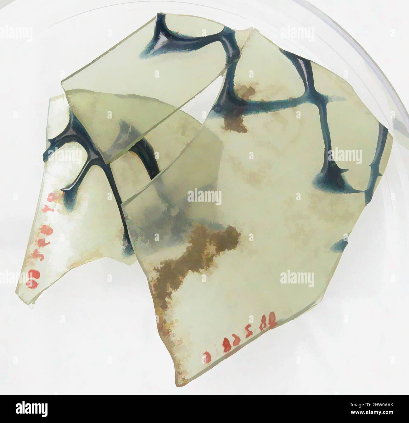 Art inspiré par des fragments de verre, 4th–début 5th siècle, fait à Kharga Oasis, Égypte byzantine, copte, verre (vert clair), stockage (boîte de Petri diam.): 3 1/2 po. (8,9 cm), verre, oeuvres classiques modernisées par Artotop avec une touche de modernité. Formes, couleur et valeur, impact visuel accrocheur sur l'art émotions par la liberté d'œuvres d'art d'une manière contemporaine. Un message intemporel qui cherche une nouvelle direction créative. Artistes qui se tournent vers le support numérique et créent le NFT Artotop Banque D'Images