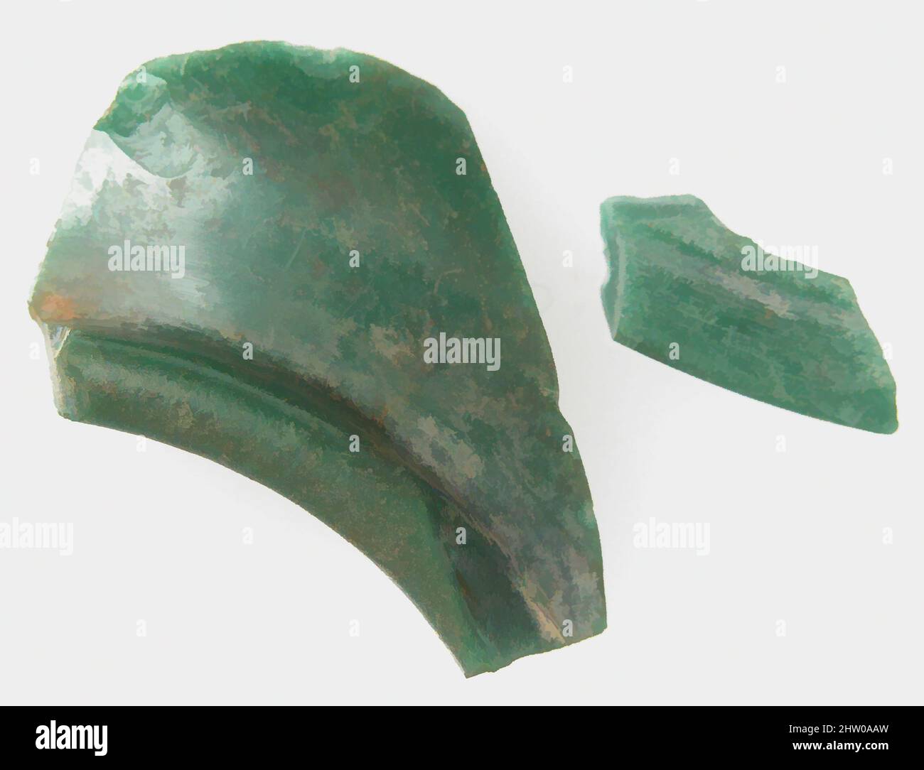 Art inspiré par des fragments de verre, 4th–début 5th siècle, fait à Kharga Oasis, Égypte byzantine, copte, verre (vert opaque), stockage (boîte de Pétri diam.): 3 1/2 po. (8,9 cm), verre, oeuvres classiques modernisées par Artotop avec une touche de modernité. Formes, couleur et valeur, impact visuel accrocheur sur l'art émotions par la liberté d'œuvres d'art d'une manière contemporaine. Un message intemporel qui cherche une nouvelle direction créative. Artistes qui se tournent vers le support numérique et créent le NFT Artotop Banque D'Images