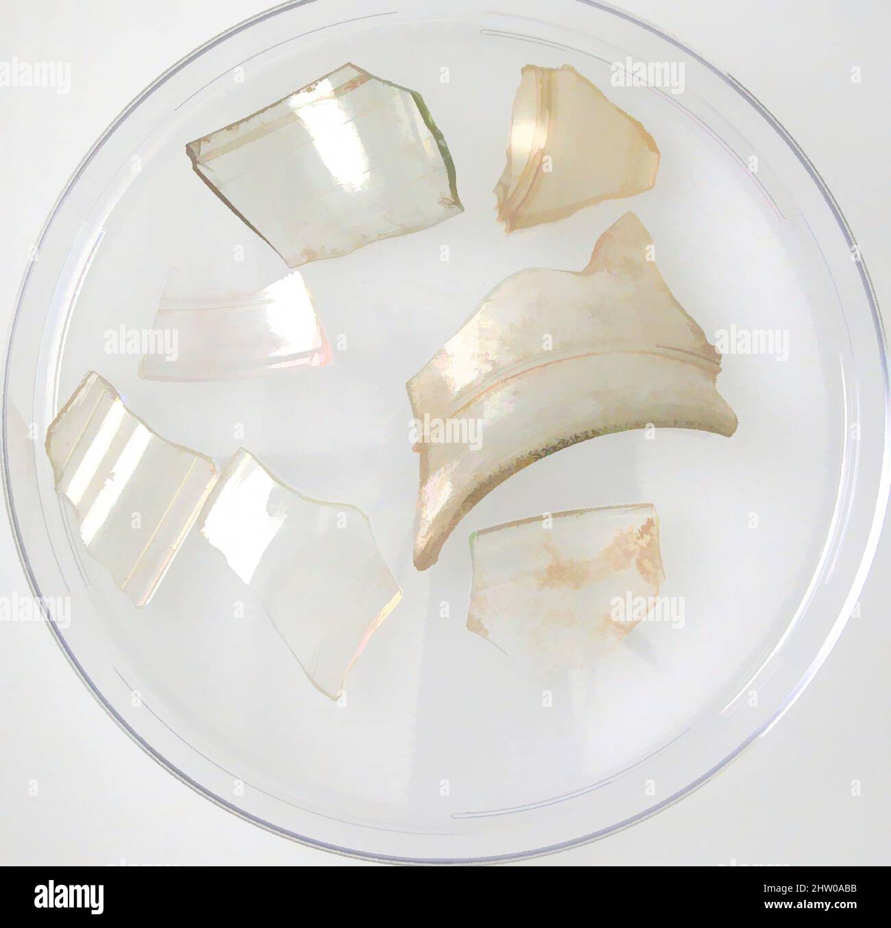 Art inspiré par des fragments de verre, 4th–début 5th siècle, fait à Kharga Oasis, Égypte byzantine, copte, verre (transparent), stockage (boîte de Petri diam.): 5 9/16 po. (14,1 cm), verre, oeuvres classiques modernisées par Artotop avec une touche de modernité. Formes, couleur et valeur, impact visuel accrocheur sur l'art émotions par la liberté d'œuvres d'art d'une manière contemporaine. Un message intemporel qui cherche une nouvelle direction créative. Artistes qui se tournent vers le support numérique et créent le NFT Artotop Banque D'Images