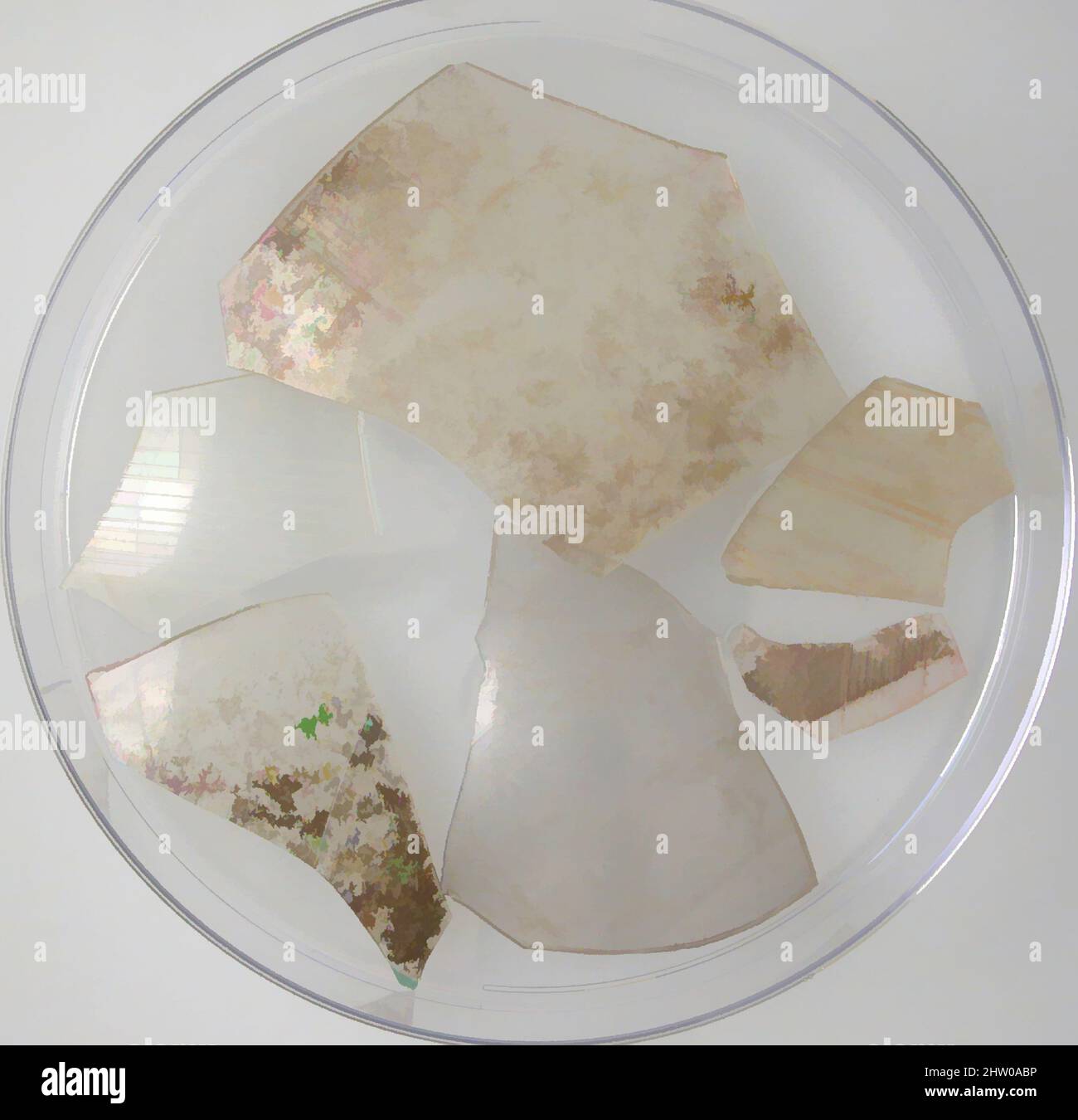 Art inspiré par des fragments de verre, 4th–début 5th siècle, fait à Kharga Oasis, Égypte byzantine, copte, verre (transparent), stockage (boîte de Petri diam.): 5 9/16 po. (14,1 cm), verre, oeuvres classiques modernisées par Artotop avec une touche de modernité. Formes, couleur et valeur, impact visuel accrocheur sur l'art émotions par la liberté d'œuvres d'art d'une manière contemporaine. Un message intemporel qui cherche une nouvelle direction créative. Artistes qui se tournent vers le support numérique et créent le NFT Artotop Banque D'Images