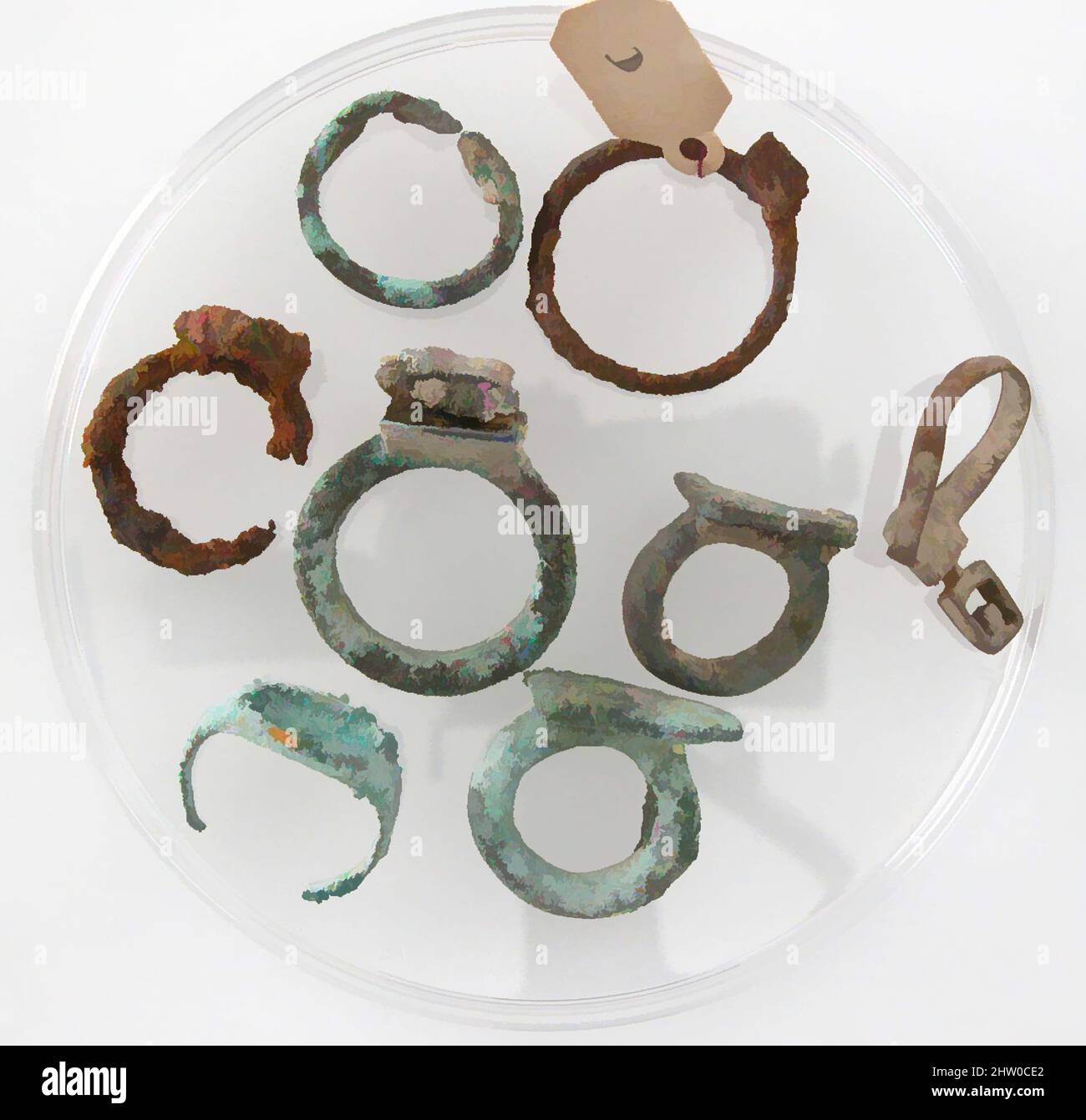 Art inspiré par Finger Rings, 4th–7th siècle, fait à Kharga Oasis, Égypte byzantine, copte, alliage de cuivre, fer, Stockage (boîte de Petri diam) : 3 9/16 po. (9,1 cm), Metalwork, oeuvres classiques modernisées par Artotop avec une touche de modernité. Formes, couleur et valeur, impact visuel accrocheur sur l'art émotions par la liberté d'œuvres d'art d'une manière contemporaine. Un message intemporel qui cherche une nouvelle direction créative. Artistes qui se tournent vers le support numérique et créent le NFT Artotop Banque D'Images
