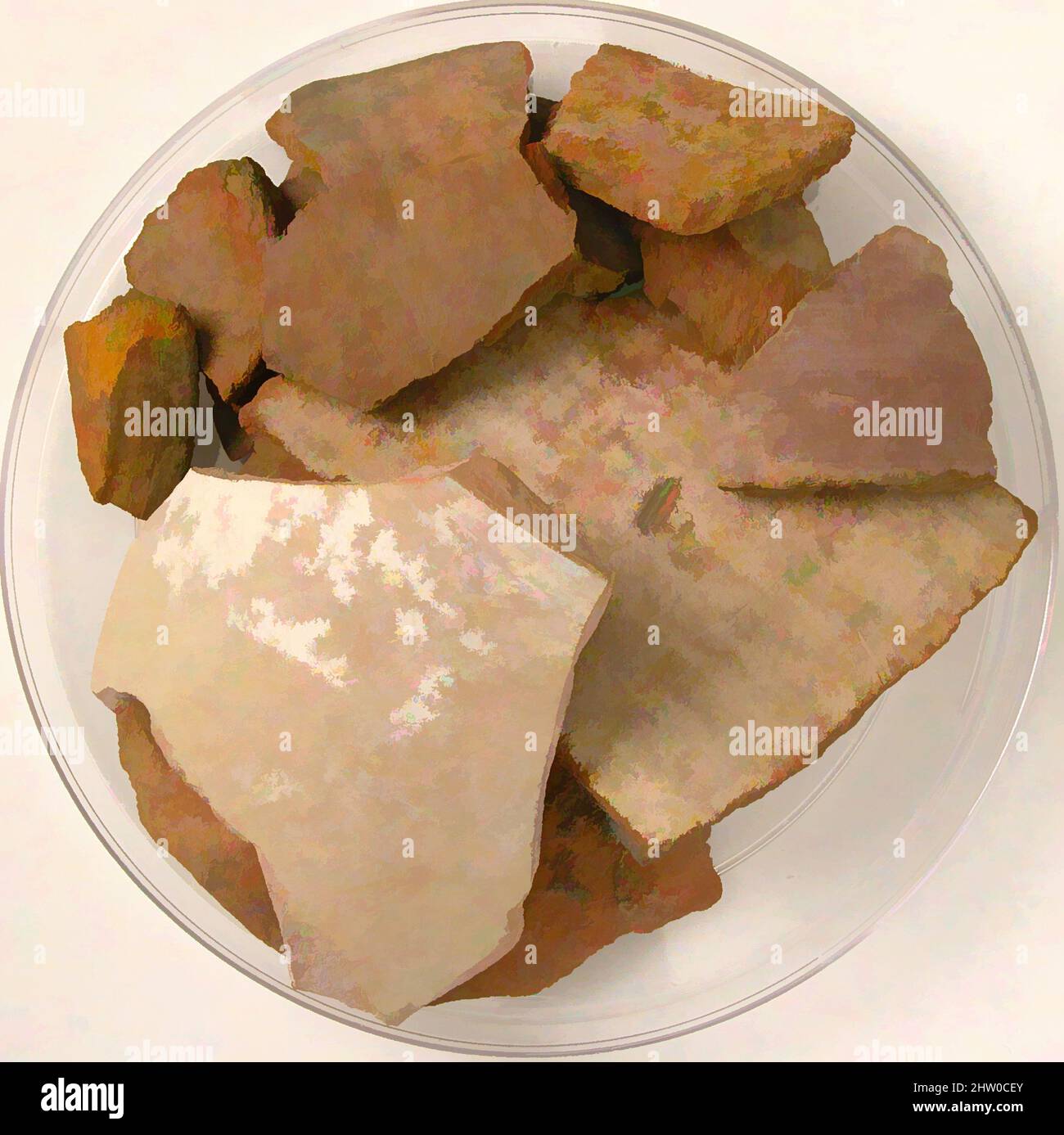 Art inspiré par les fragments de poterie, 4th–7th siècle, fait à Kharga Oasis, Égypte byzantine, copte, faïence, stockage (boîte de Pétri): 5 9/16 po. (14,2 cm), céramique, oeuvres classiques modernisées par Artotop avec une touche de modernité. Formes, couleur et valeur, impact visuel accrocheur sur l'art émotions par la liberté d'œuvres d'art d'une manière contemporaine. Un message intemporel qui cherche une nouvelle direction créative. Artistes qui se tournent vers le support numérique et créent le NFT Artotop Banque D'Images