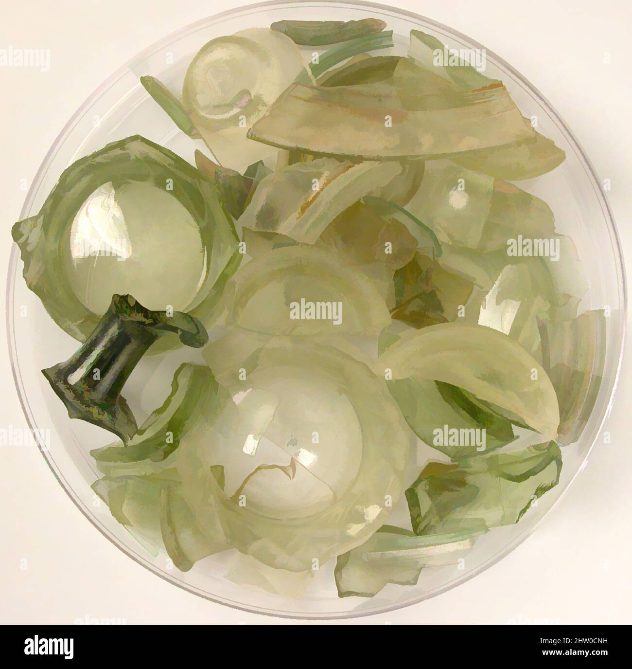 Art inspiré par des fragments de verre, 4th–7th siècle, fabriqué dans l'oasis de Kharga, Égypte byzantine, copte, verre, stockage (boîte de Pétri diam.): 5 9/16 po. (14,2 cm), verre, oeuvres classiques modernisées par Artotop avec une touche de modernité. Formes, couleur et valeur, impact visuel accrocheur sur l'art émotions par la liberté d'œuvres d'art d'une manière contemporaine. Un message intemporel qui cherche une nouvelle direction créative. Artistes qui se tournent vers le support numérique et créent le NFT Artotop Banque D'Images