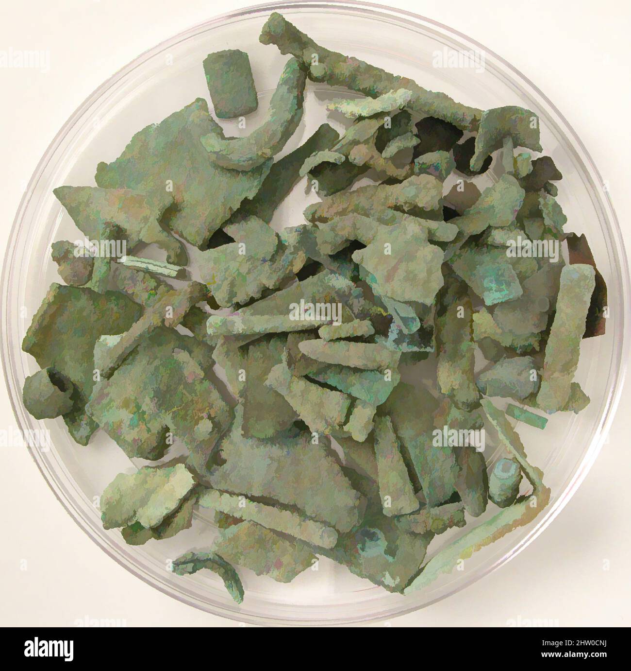 Art inspiré par des fragments, 4th–7th siècle, fabriqué dans l'oasis de Kharga, Égypte byzantine, copte, alliage de cuivre, stockage (boîte de Pétri diam.): 5 9/16 po. (14,2 cm), Metalwork-alliage de cuivre, oeuvres classiques modernisées par Artotop avec une touche de modernité. Formes, couleur et valeur, impact visuel accrocheur sur l'art émotions par la liberté d'œuvres d'art d'une manière contemporaine. Un message intemporel qui cherche une nouvelle direction créative. Artistes qui se tournent vers le support numérique et créent le NFT Artotop Banque D'Images