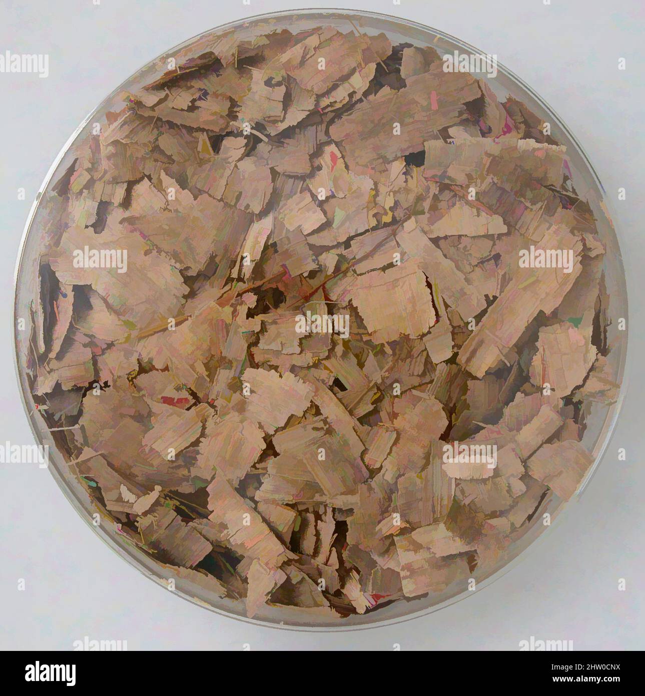 Art inspiré par des fragments de Papyri, 7th siècle, fait à Thèbes, Égypte byzantine, copte, Papyrus et encre, stockage (boîte de Petri diam.) : 4 5/16 po. (11 cm), Papyrus, oeuvres classiques modernisées par Artotop avec une touche de modernité. Formes, couleur et valeur, impact visuel accrocheur sur l'art émotions par la liberté d'œuvres d'art d'une manière contemporaine. Un message intemporel qui cherche une nouvelle direction créative. Artistes qui se tournent vers le support numérique et créent le NFT Artotop Banque D'Images