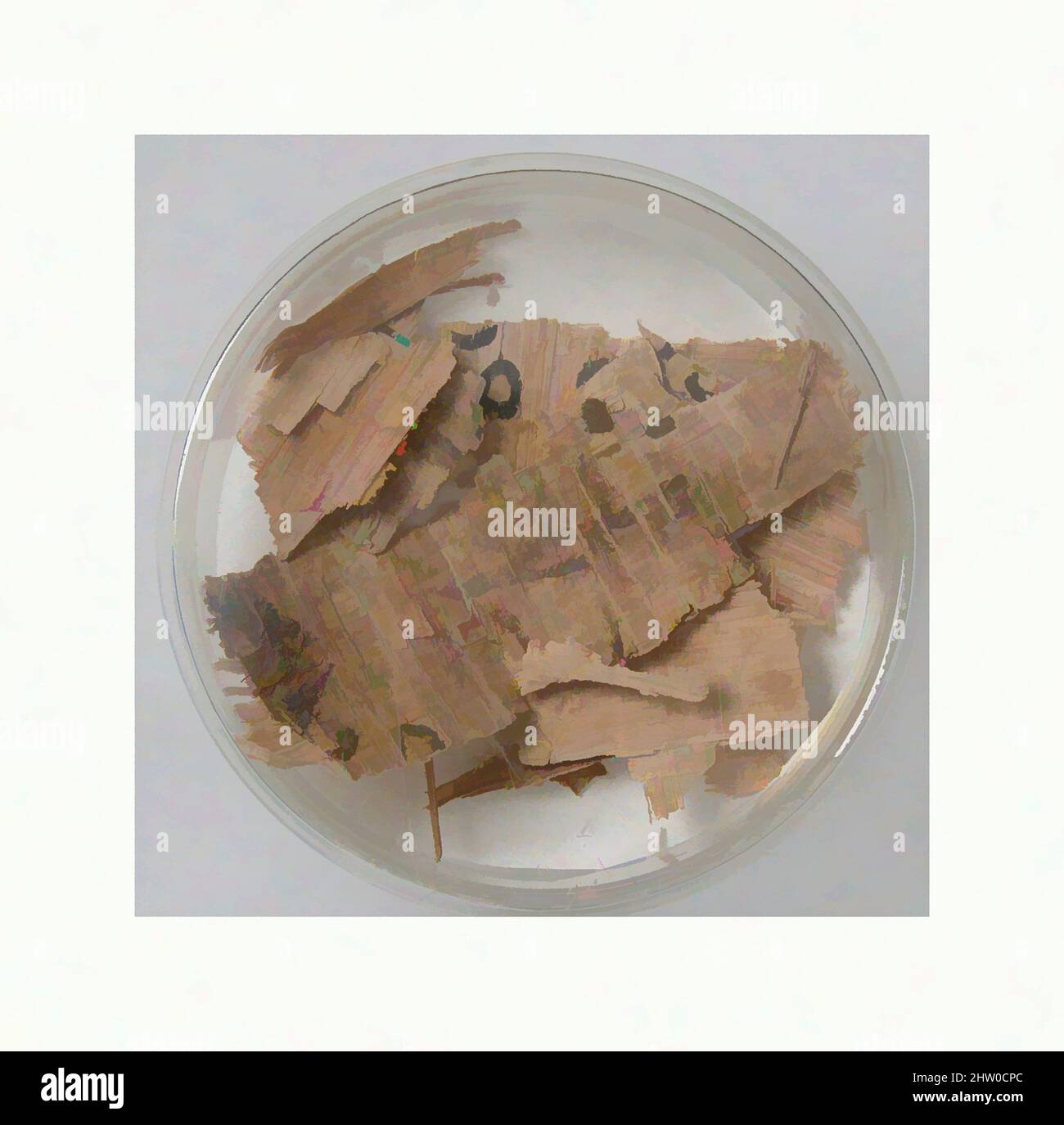 Art inspiré par des fragments de Papyri, 7th siècle, fait à Thèbes, Égypte byzantine, copte, Papyrus et encre, stockage (boîte de Petri diam.) : 1 13/16 po. (4,6 cm), Papyrus, oeuvres classiques modernisées par Artotop avec une touche de modernité. Formes, couleur et valeur, impact visuel accrocheur sur l'art émotions par la liberté d'œuvres d'art d'une manière contemporaine. Un message intemporel qui cherche une nouvelle direction créative. Artistes qui se tournent vers le support numérique et créent le NFT Artotop Banque D'Images