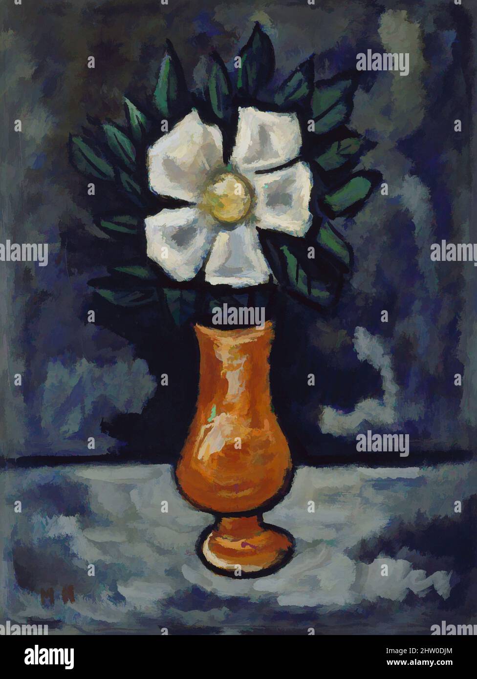 Art inspiré par White Flower, env. 1917, huile sur bois, 16 x 12 po. (40,6 x 30,5 cm), peintures, Marsden Hartley (américain, Lewiston, Maine 1877–1943 Ellsworth, Maine, œuvres classiques modernisées par Artotop avec une touche de modernité. Formes, couleur et valeur, impact visuel accrocheur sur l'art émotions par la liberté d'œuvres d'art d'une manière contemporaine. Un message intemporel qui cherche une nouvelle direction créative. Artistes qui se tournent vers le support numérique et créent le NFT Artotop Banque D'Images