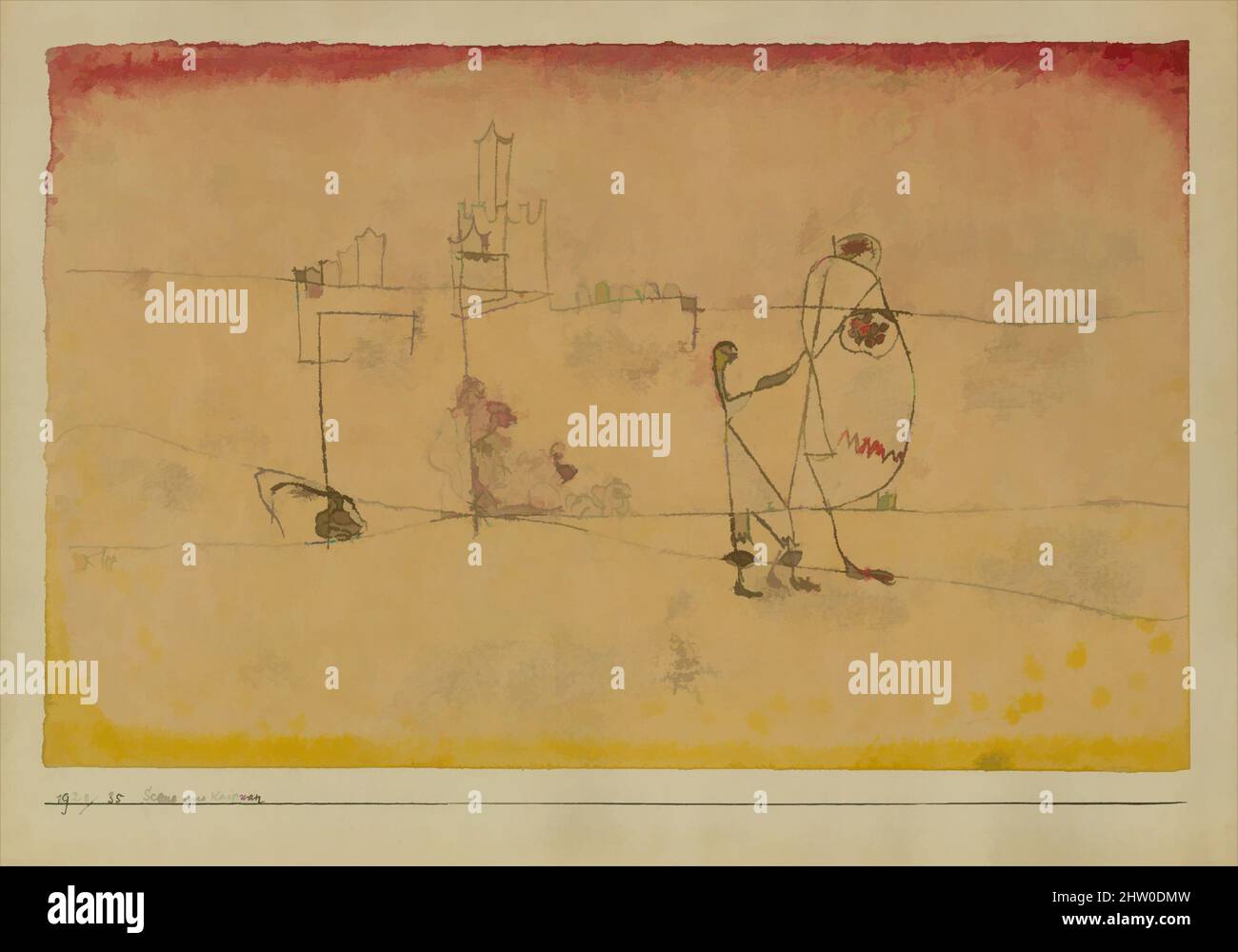 Art inspiré par Episode à Kairouan, 1920, Aquarelle et encre d'impression transférée sur papier monté sur carton, 9 1/4 × 12 3/8 po. (23,5 × 31,4 cm), dessins, Paul Klee (né en Suisse), Münchenbuchsee 1879–1940 Muralto-Locarno, œuvres classiques modernisées par Artotop avec une touche de modernité. Formes, couleur et valeur, impact visuel accrocheur sur l'art émotions par la liberté d'œuvres d'art d'une manière contemporaine. Un message intemporel qui cherche une nouvelle direction créative. Artistes qui se tournent vers le support numérique et créent le NFT Artotop Banque D'Images