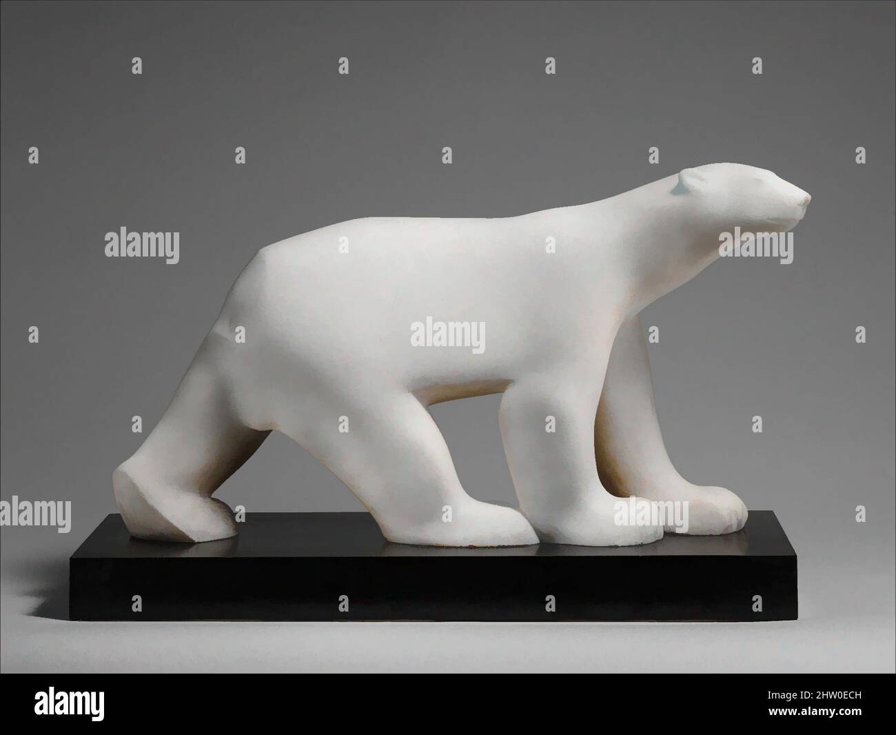 Art inspiré par Polar Bear, env. 1923, marbre sur base en marbre, 11 x 19 x 6 3/4 po (Y compris la base) (27,9 x 48,3 x 17,1 cm), Sculpture, François Pompon (français, Saulieu 1855–1933 Paris), Assistant unique de Rodin, Pompon a d’abord présenté cette sculpture en plâtre au salon d’Art classique modernisé par Artotop avec un peu de modernité. Formes, couleur et valeur, impact visuel accrocheur sur l'art émotions par la liberté d'œuvres d'art d'une manière contemporaine. Un message intemporel qui cherche une nouvelle direction créative. Artistes qui se tournent vers le support numérique et créent le NFT Artotop Banque D'Images