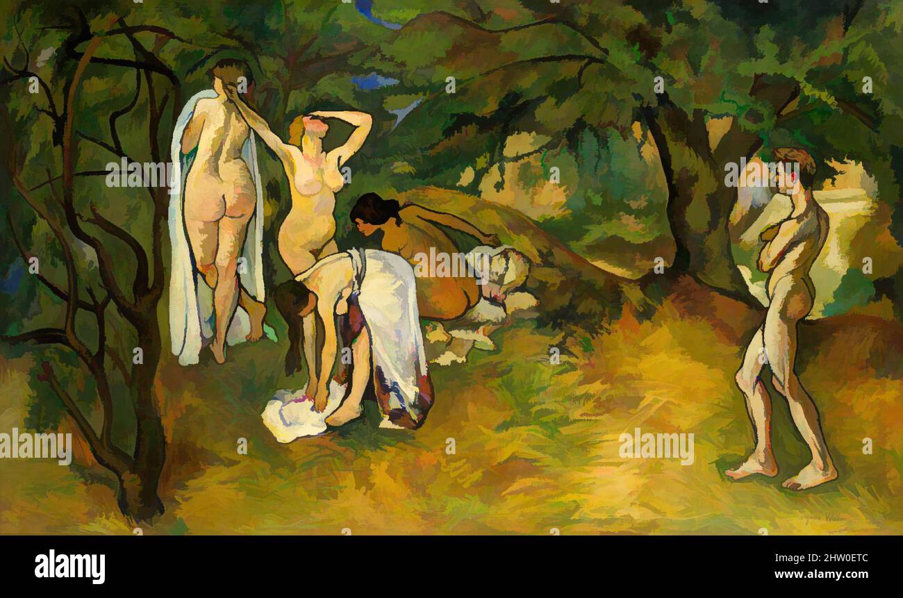 Art inspiré par Joy of Life, 1911, huile sur toile, 48 3/8 x 81 po (122,9 x 205,7 cm), peintures, Suzanne Valadon (française, Bessines-sur-Gartempe 1865–1938 Paris, oeuvres classiques modernisées par Artotop avec une touche de modernité. Formes, couleur et valeur, impact visuel accrocheur sur l'art émotions par la liberté d'œuvres d'art d'une manière contemporaine. Un message intemporel qui cherche une nouvelle direction créative. Artistes qui se tournent vers le support numérique et créent le NFT Artotop Banque D'Images