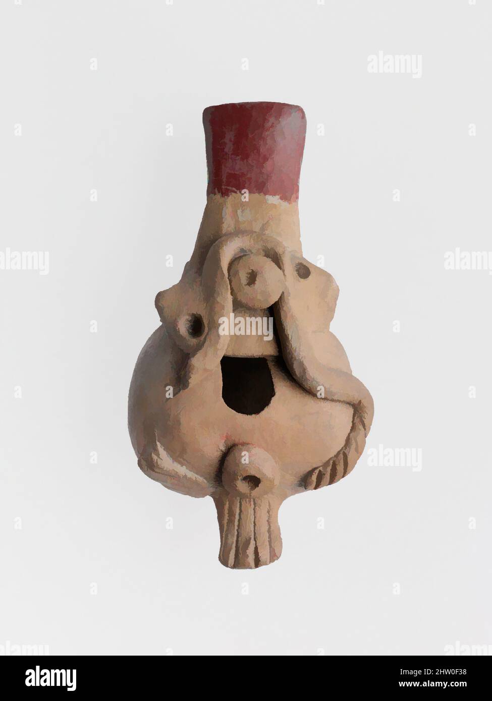 Art inspiré par Pottery Whistle, pré-colombien, ca. 900–1521, Mexique?, mexicain, argile, L. 91 mm; Avec 47 mm ; D. 36 mm ; poids 47 g., Aerophone-Whistle Flute-Whiston, oeuvres classiques modernisées par Artotop avec un peu de modernité. Formes, couleur et valeur, impact visuel accrocheur sur l'art émotions par la liberté d'œuvres d'art d'une manière contemporaine. Un message intemporel qui cherche une nouvelle direction créative. Artistes qui se tournent vers le support numérique et créent le NFT Artotop Banque D'Images