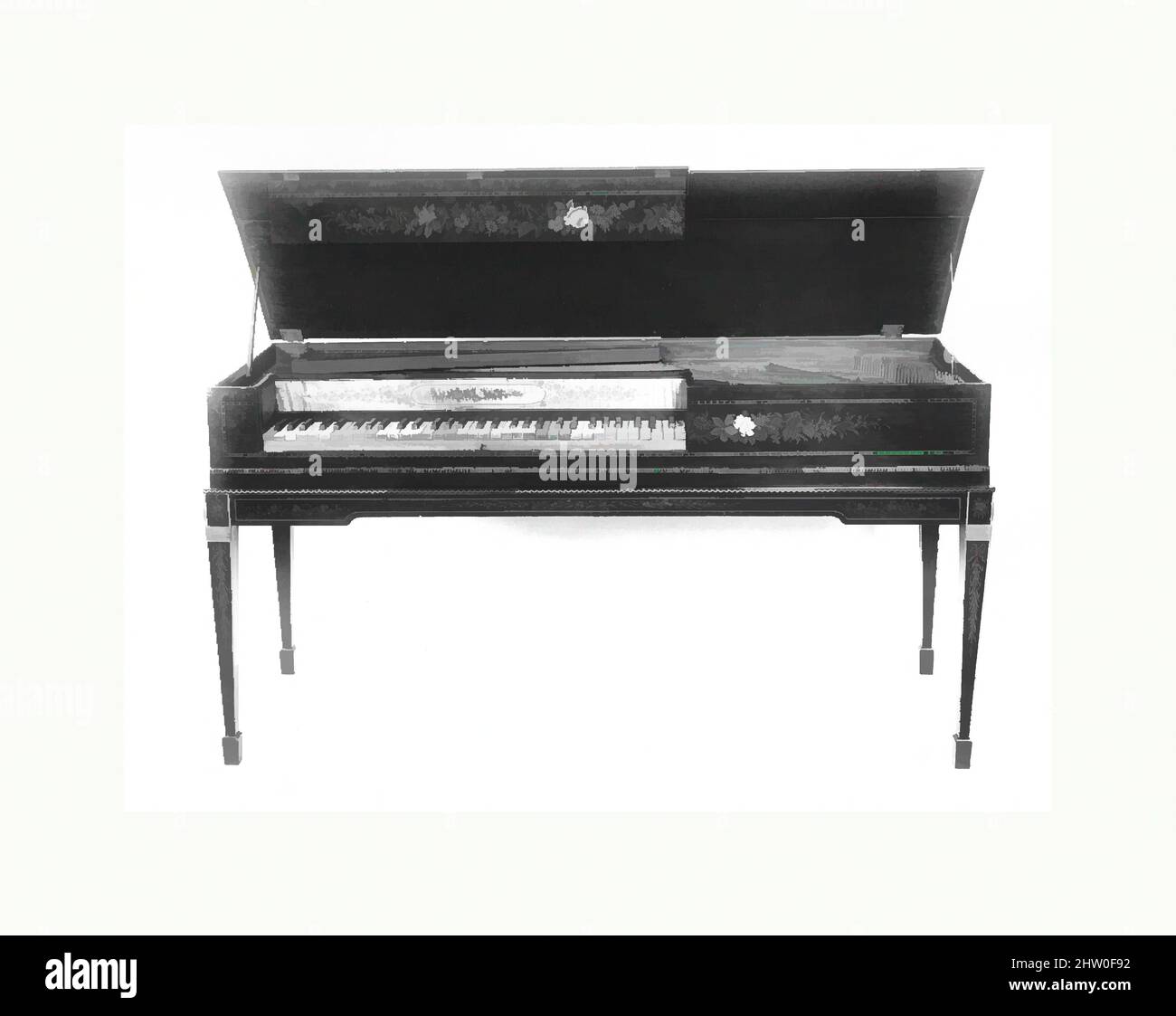 Art inspiré par Square Piano, 1800, Royaume-Uni, Grande-Bretagne, acajou, ebony, striping de houx, laiton doré, ivoire, longueur du boîtier (perpendiculaire au clavier) 55,1 cm, largeur (parallèle au clavier): Mesurée au couvercle = 157,0 cm, mesurée au moulage du support = 158,2 cm; profondeur du boîtier sans couvercle 21, œuvres classiques modernisées par Artotop avec une touche de modernité. Formes, couleur et valeur, impact visuel accrocheur sur l'art émotions par la liberté d'œuvres d'art d'une manière contemporaine. Un message intemporel qui cherche une nouvelle direction créative. Artistes qui se tournent vers le support numérique et créent le NFT Artotop Banque D'Images