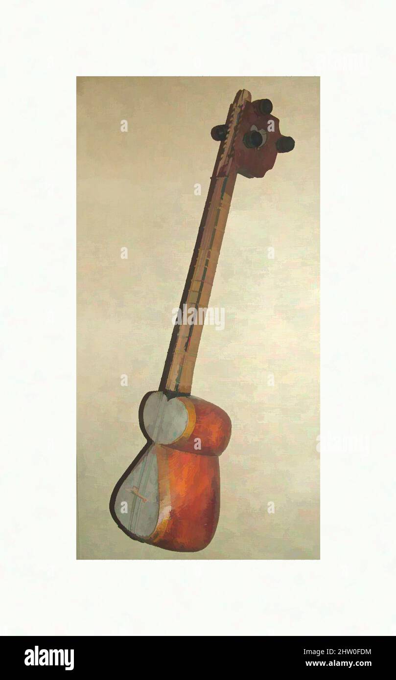 Art inspiré par Tār, 19th siècle, Azerbaïdjan, Arménie ou Géorgie, Azerbaïdjan, bois, peau d'agneau?, fil, intestin, métal, OS, global: 17,8 x 90,2cm (7 x 35 1/2in.), chordophone-Lute-plucked-fretted, le tār est apparu pour la première fois autour de Shiraz et a été rapidement adopté en Afghanistan et dans le Caucase, les œuvres classiques modernisées par Artotop avec un peu de modernité. Formes, couleur et valeur, impact visuel accrocheur sur l'art émotions par la liberté d'œuvres d'art d'une manière contemporaine. Un message intemporel qui cherche une nouvelle direction créative. Artistes qui se tournent vers le support numérique et créent le NFT Artotop Banque D'Images