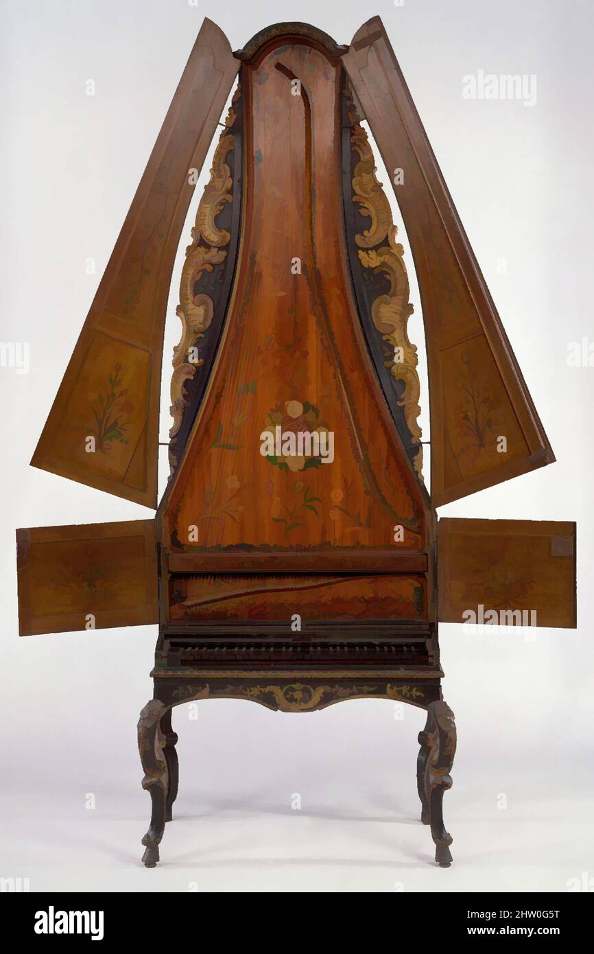 Art inspiré par Clavicytherium, mi-18th siècle, Allemagne?, probablement allemand, Bois, Divers matériaux, H. : 212,2 cm (83-1/2 po) + support 62,2 cm (24-1/2 po) = 274,4 cm (108 po) de hauteur totale; l : 95,5 cm (37-5/8 po) Support 102 cm (40-1/4 po) ; D. : 48 cm (19 po) Stand 51 cm (20-1/8 in, œuvres classiques modernisées par Artotop avec une touche de modernité. Formes, couleur et valeur, impact visuel accrocheur sur l'art émotions par la liberté d'œuvres d'art d'une manière contemporaine. Un message intemporel qui cherche une nouvelle direction créative. Artistes qui se tournent vers le support numérique et créent le NFT Artotop Banque D'Images