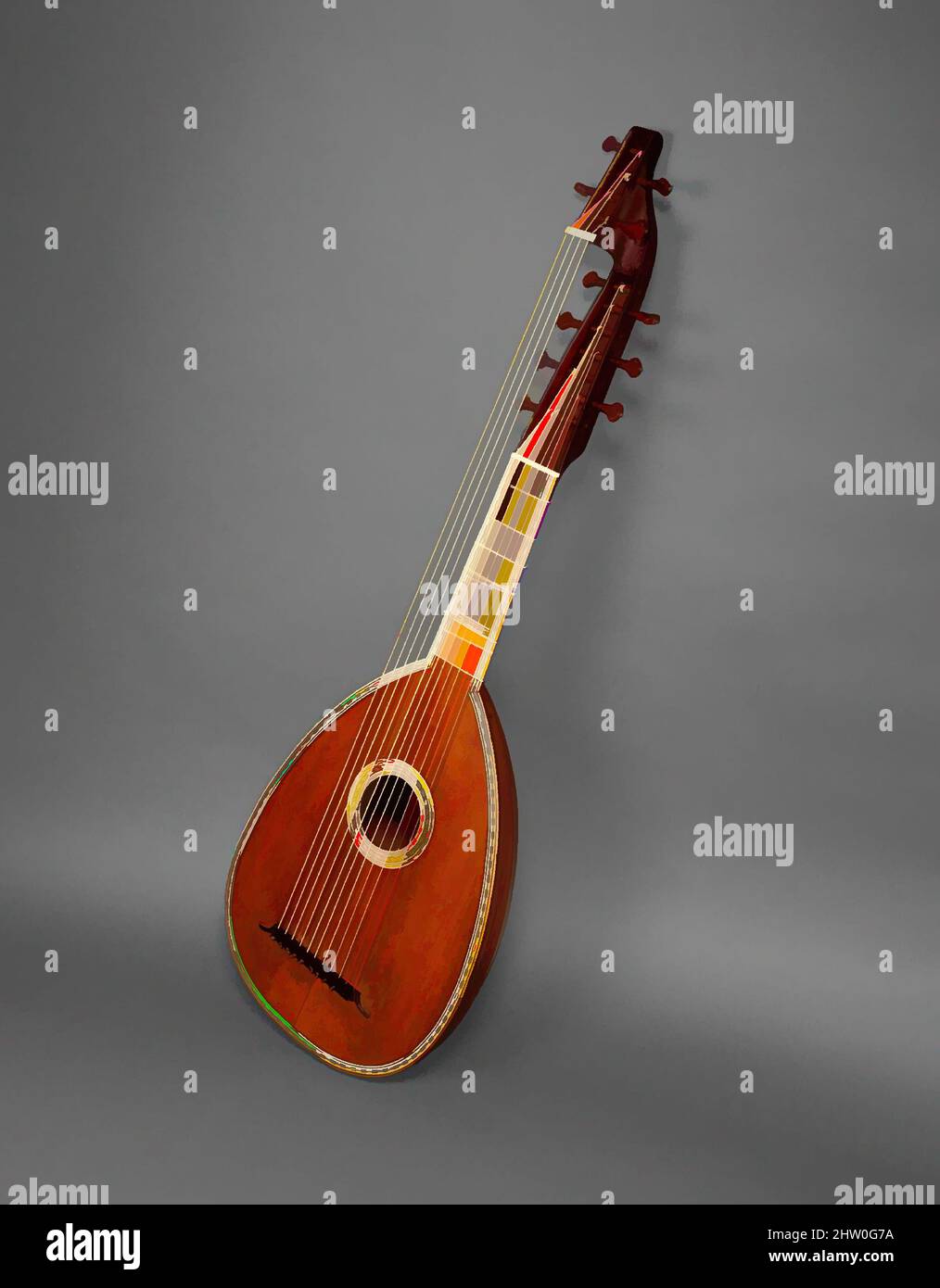 Art inspiré par Arch Cittern, 1782, France, français, Bois, ivoire, Total  L.: 99,6 cm (39 in.); maximum du corps W.: 32,2 cm (12-3/4 in.),  chordophone-Lute-plucked-fretted, Jean François Tiphanon, Angel luth ou  angélique