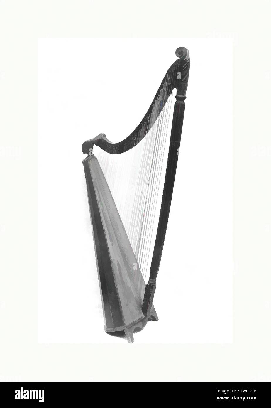 Art inspiré par le gallois Triple Harp, 18th Century (?), pays de Galles, Royaume-Uni, britannique (gallois), Bois, matériaux divers, Soundboard - longueur résonante: 112 cm (44-1/8 in.); plus grande largeur: 48 cm (19 in.), chordophone-Harp, oeuvres classiques modernisées par Artotop avec une touche de modernité. Formes, couleur et valeur, impact visuel accrocheur sur l'art émotions par la liberté d'œuvres d'art d'une manière contemporaine. Un message intemporel qui cherche une nouvelle direction créative. Artistes qui se tournent vers le support numérique et créent le NFT Artotop Banque D'Images