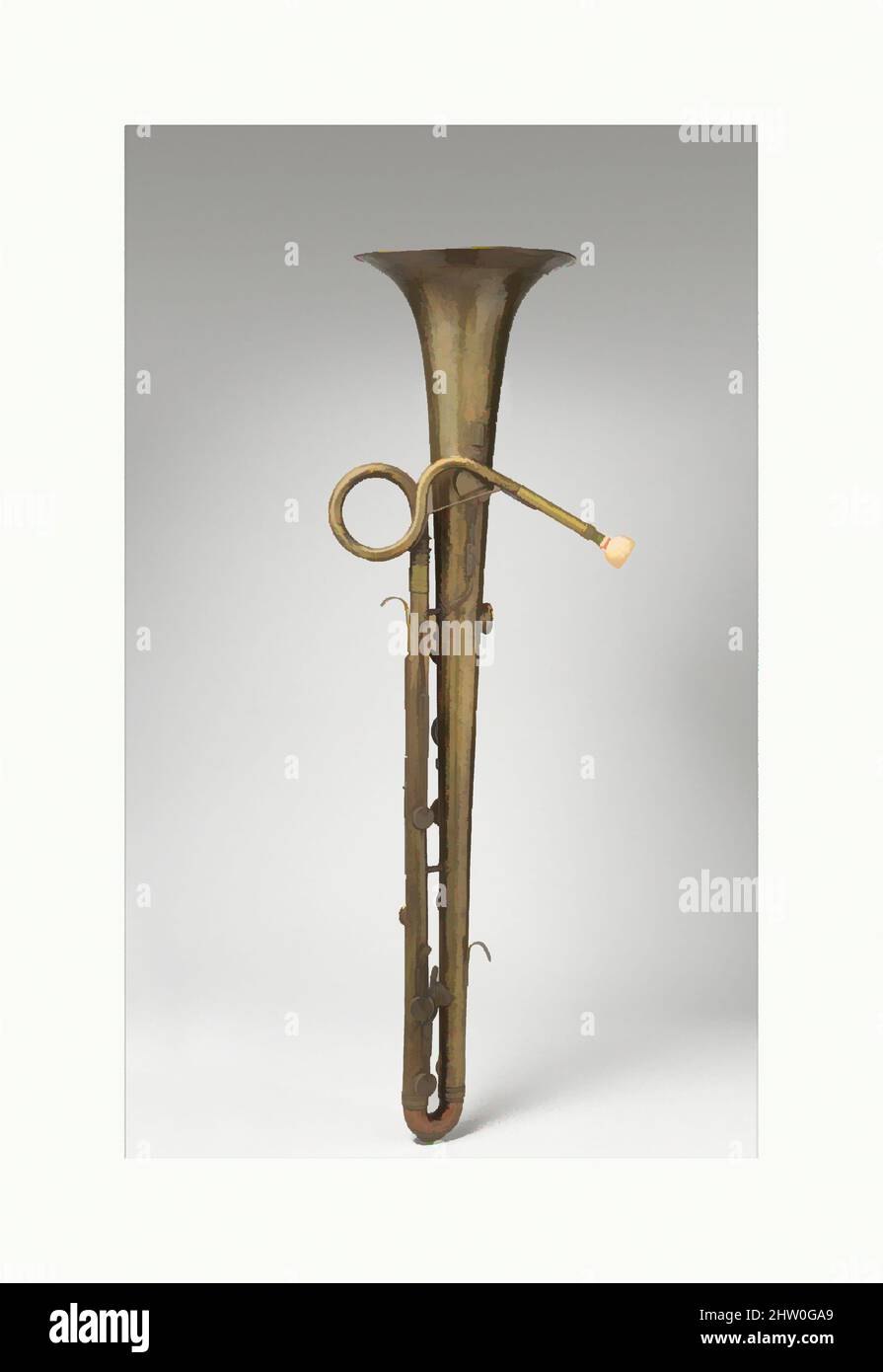 Art inspiré par Bass ophicléide en C, CA. 1825, Belgique, belge, laiton, ivoire, Dans l'ensemble: 26,4 x 98,7cm (10 3/8 x 38 7/8in.), Aerophone-Lip vibrated-Horn, oeuvres classiques modernisées par Artotop avec un peu de modernité. Formes, couleur et valeur, impact visuel accrocheur sur l'art émotions par la liberté d'œuvres d'art d'une manière contemporaine. Un message intemporel qui cherche une nouvelle direction créative. Artistes qui se tournent vers le support numérique et créent le NFT Artotop Banque D'Images