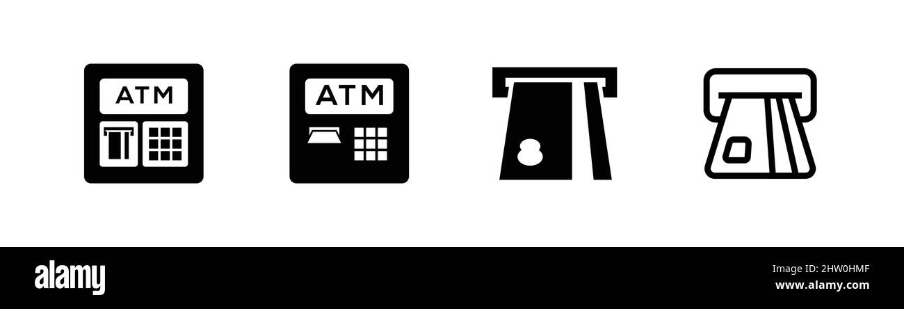 Symbole d'argent comptant de la banque, icône de distributeur automatique de billets Illustration de Vecteur