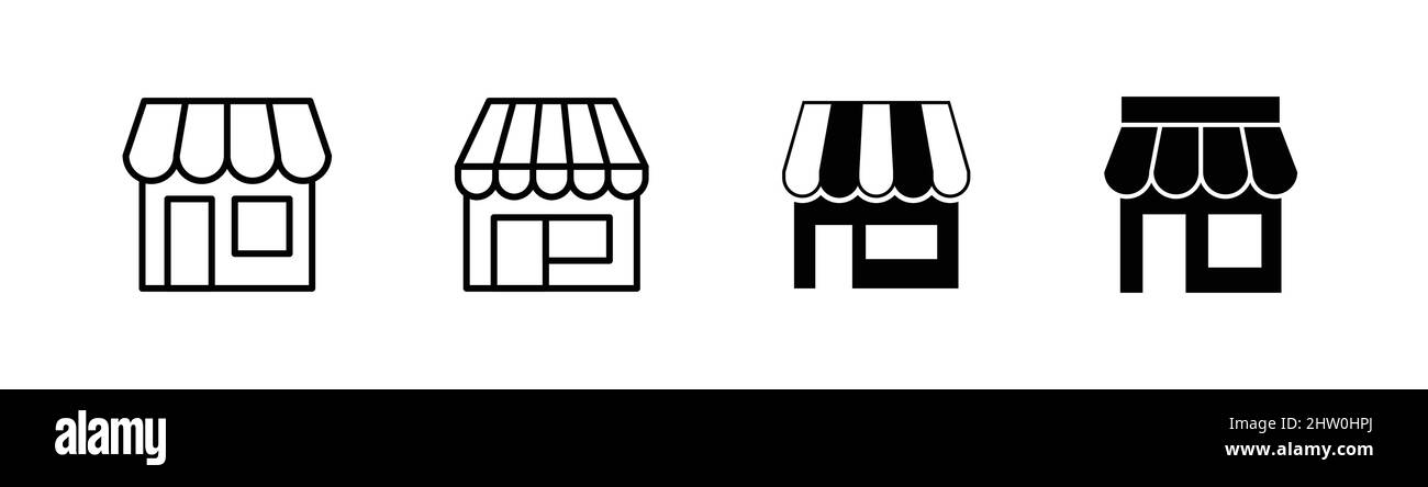 Motif d'icône de magasin, avec contour et style plat Illustration de Vecteur