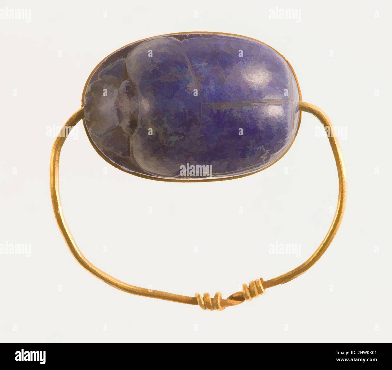 Art inspiré par Scarab Finger Ring, Middle Kingdom, Dynasty 12–13, env. 1850–1750 av. J.-C., de l'Égypte; peut-être de la région de Memphite, Dahshur, de Morgan excavations, 1894–95, Lapis lazuli scarabée en plaque d'or et sur un anneau de fil d'or, diam. 2,5 cm (1 po, œuvres classiques modernisées par Artotop avec une touche de modernité. Formes, couleur et valeur, impact visuel accrocheur sur l'art émotions par la liberté d'œuvres d'art d'une manière contemporaine. Un message intemporel qui cherche une nouvelle direction créative. Artistes qui se tournent vers le support numérique et créent le NFT Artotop Banque D'Images