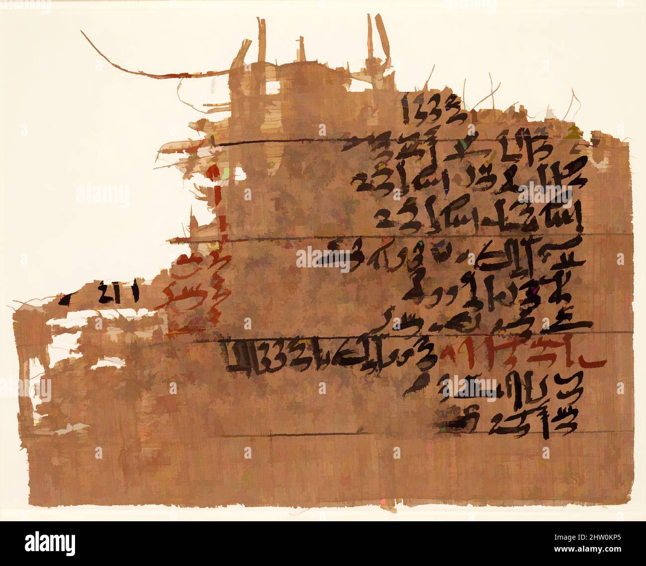 Art inspiré par le fragment de Papyrus, Royaume du milieu, dynastie 12–13, env. De 2030 à 1640 av. J.-C., de l'Égypte, région Memphite, Lisht North, cimetière, 1908–09, Papyrus, encre, encadrée : H. 18,6 cm (7 5/16 po.); W. 22,9 cm (9 po., œuvres classiques modernisées par Artotop avec une touche de modernité. Formes, couleur et valeur, impact visuel accrocheur sur l'art émotions par la liberté d'œuvres d'art d'une manière contemporaine. Un message intemporel qui cherche une nouvelle direction créative. Artistes qui se tournent vers le support numérique et créent le NFT Artotop Banque D'Images