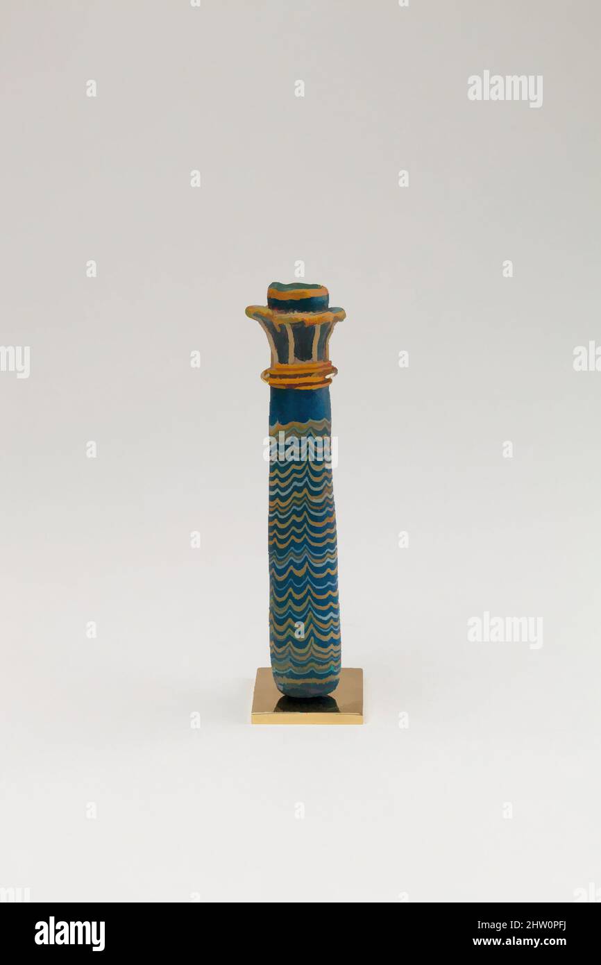 Art inspiré par Kohl tube, Nouveau Royaume, Ramesside, dynastie 19–20, env. 1295–1070 C.-B., d'Égypte, verre, H. 10,5 cm (4 1/8 po.), diam. 1,6 cm ( 5/8 in.), la verrerie égyptienne, qui avait atteint un niveau élevé de virtuosité à la fin de la dynastie 18, a continué à être pratiquée dans le Ramesside, œuvres classiques modernisées par Artotop avec un peu de modernité. Formes, couleur et valeur, impact visuel accrocheur sur l'art émotions par la liberté d'œuvres d'art d'une manière contemporaine. Un message intemporel qui cherche une nouvelle direction créative. Artistes qui se tournent vers le support numérique et créent le NFT Artotop Banque D'Images