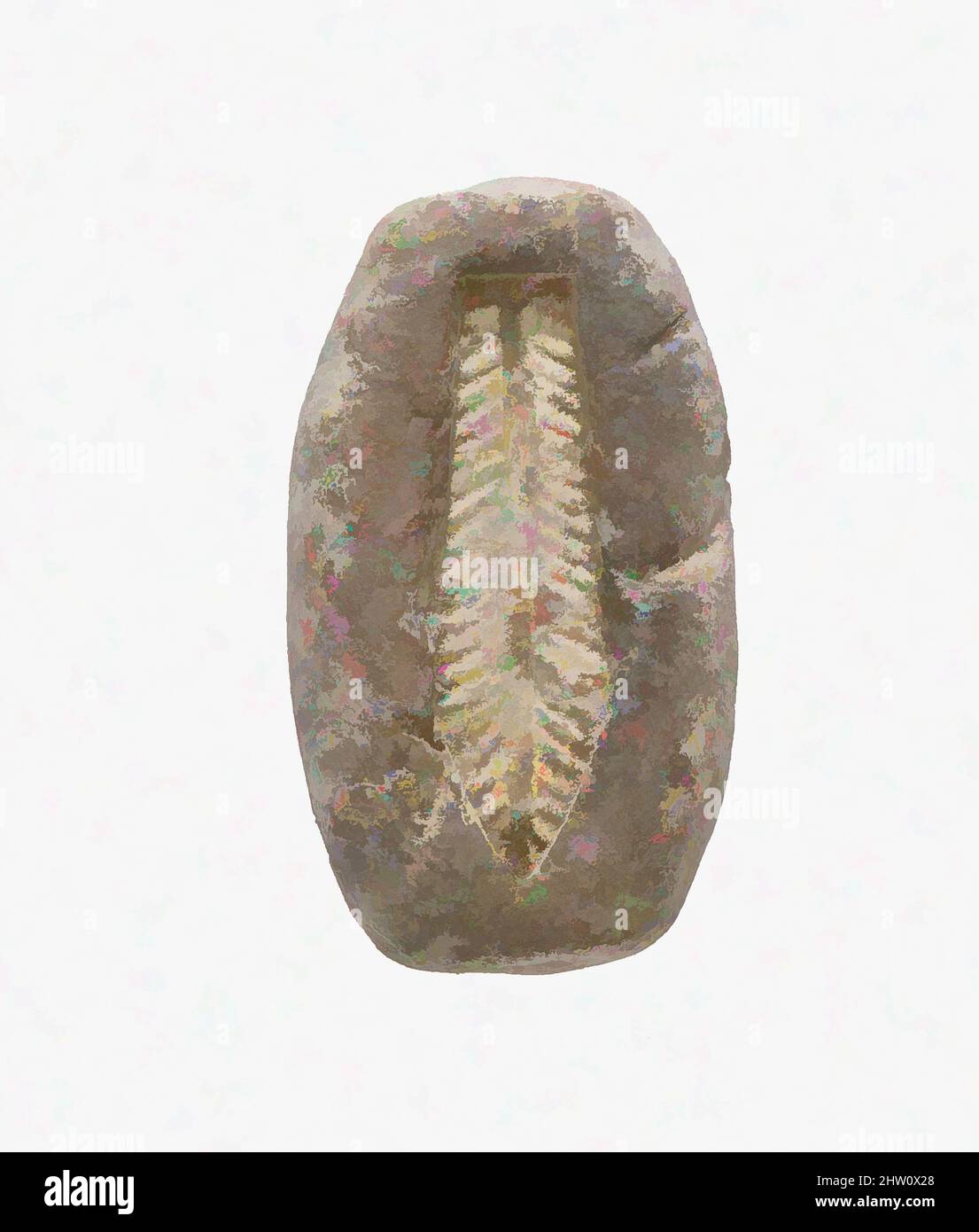 Art inspiré par Mold for Leaf Bead, New Kingdom, Dynasty 18, ca. 1390–1353 av. J.-C., d'Égypte, haute-Égypte, Thèbes, Malqata, S. magazines ou usines, 1910–12, Pottery, L. 3 cm (1 3/16 po, œuvres classiques modernisées par Artotop avec une touche de modernité. Formes, couleur et valeur, impact visuel accrocheur sur l'art émotions par la liberté d'œuvres d'art d'une manière contemporaine. Un message intemporel qui cherche une nouvelle direction créative. Artistes qui se tournent vers le support numérique et créent le NFT Artotop Banque D'Images