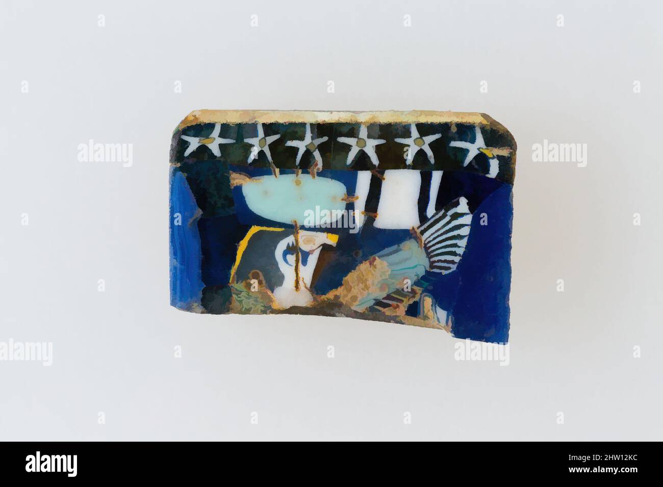 Art inspiré par Inlay, faucon avec ailes étalées, période Ptolemaic–période romaine, 100 BC–100 AD, d'Égypte, verre, H. 1,3 × W. 1,9 cm (1/2 × 3/4 po), Une technique de verre mosaïque a permis la création de multiples d'une image: Une composition figurale ou design a été faite en regroupant le verre coloré, les œuvres classiques modernisées par Artotop avec une touche de modernité. Formes, couleur et valeur, impact visuel accrocheur sur l'art émotions par la liberté d'œuvres d'art d'une manière contemporaine. Un message intemporel qui cherche une nouvelle direction créative. Artistes qui se tournent vers le support numérique et créent le NFT Artotop Banque D'Images