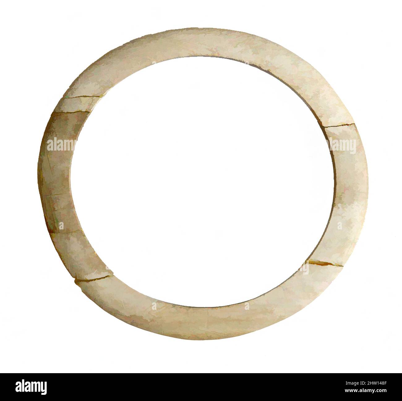 Art inspiré par Bracelet, deuxième période intermédiaire–début du nouveau Royaume, dynastie 17–début de la dynastie 18, env. 1635–1458 av. J.-C., d'Égypte, haute-Égypte, Thèbes, Asasif, Cour CC 41, Pit 2, Burial D 1, sur caisse, 1915–16, Ivoire, Diam. 4,6 cm (1 13/16 po) ; largeur 0,5 cm (3/16 po) ; th. 0,3 cm (1/8, oeuvres classiques modernisées par Artotop avec une touche de modernité. Formes, couleur et valeur, impact visuel accrocheur sur l'art émotions par la liberté d'œuvres d'art d'une manière contemporaine. Un message intemporel qui cherche une nouvelle direction créative. Artistes qui se tournent vers le support numérique et créent le NFT Artotop Banque D'Images