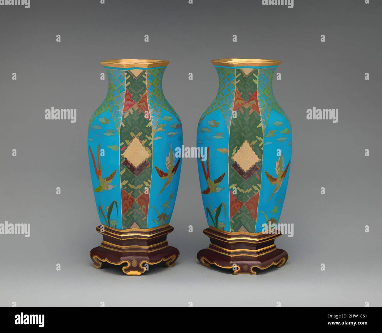 Paire de vases, ca. 1872-80, British, Stoke-on-Trent, Staffordshire,  Porcelaine, Total : 12 1/8 x 5 5/8 x 3 7/8 in. (30,8 × 14,3 Photo Stock -  Alamy