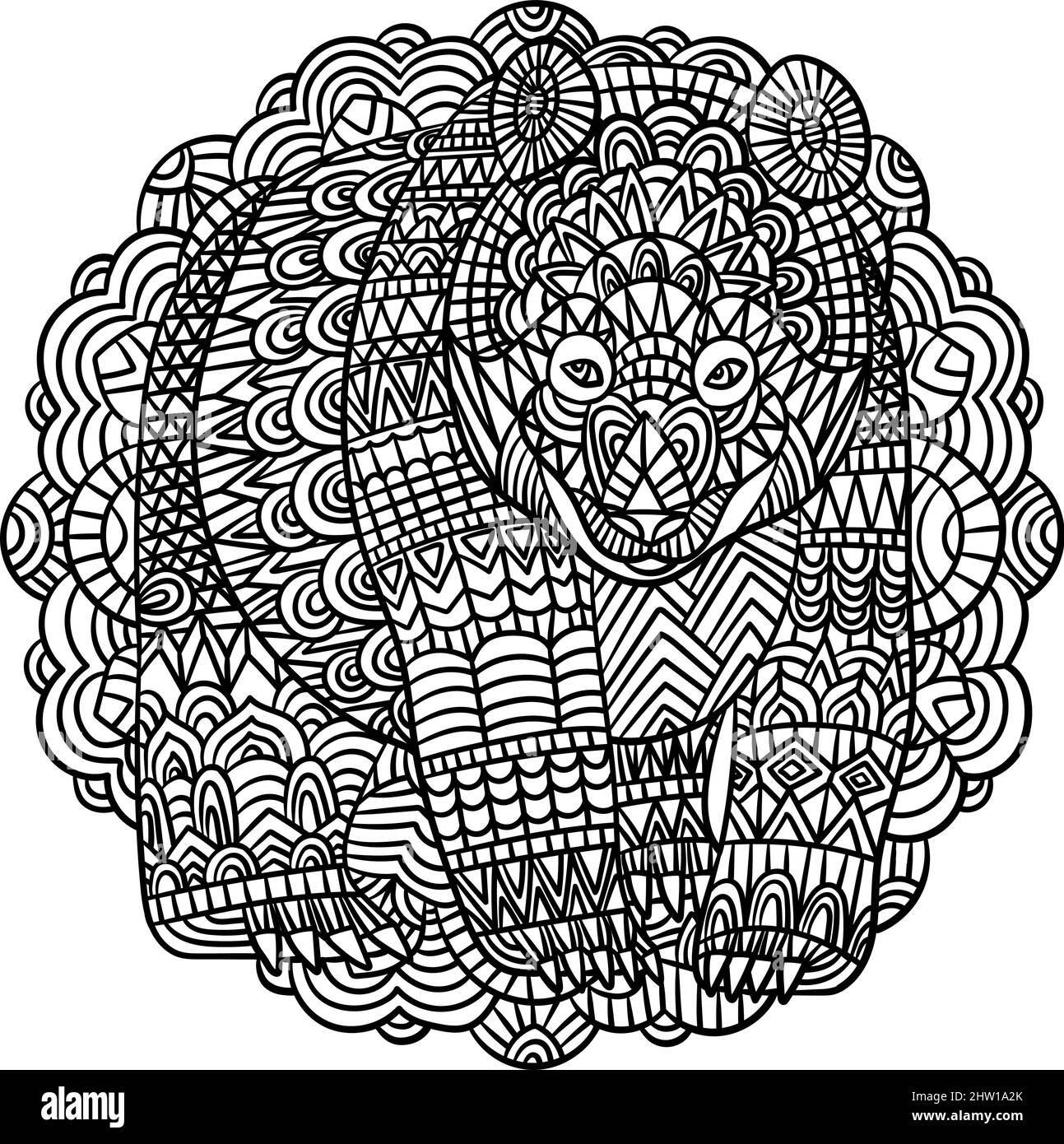 Pages de coloriage Mandala ours pour adultes Image Vectorielle Stock - Alamy