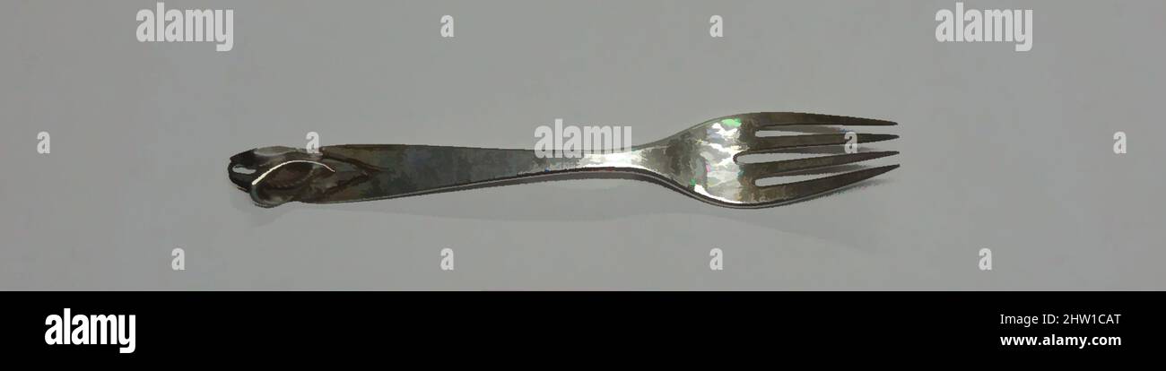 Art inspiré par Fork, 1935, argent, 7 1/2 × 1 × 1/8 po. (19,1 × 2,5 × 0,3 cm), Metalwork-Silver, oeuvres classiques modernisées par Artotop avec une touche de modernité. Formes, couleur et valeur, impact visuel accrocheur sur l'art émotions par la liberté d'œuvres d'art d'une manière contemporaine. Un message intemporel qui cherche une nouvelle direction créative. Artistes qui se tournent vers le support numérique et créent le NFT Artotop Banque D'Images