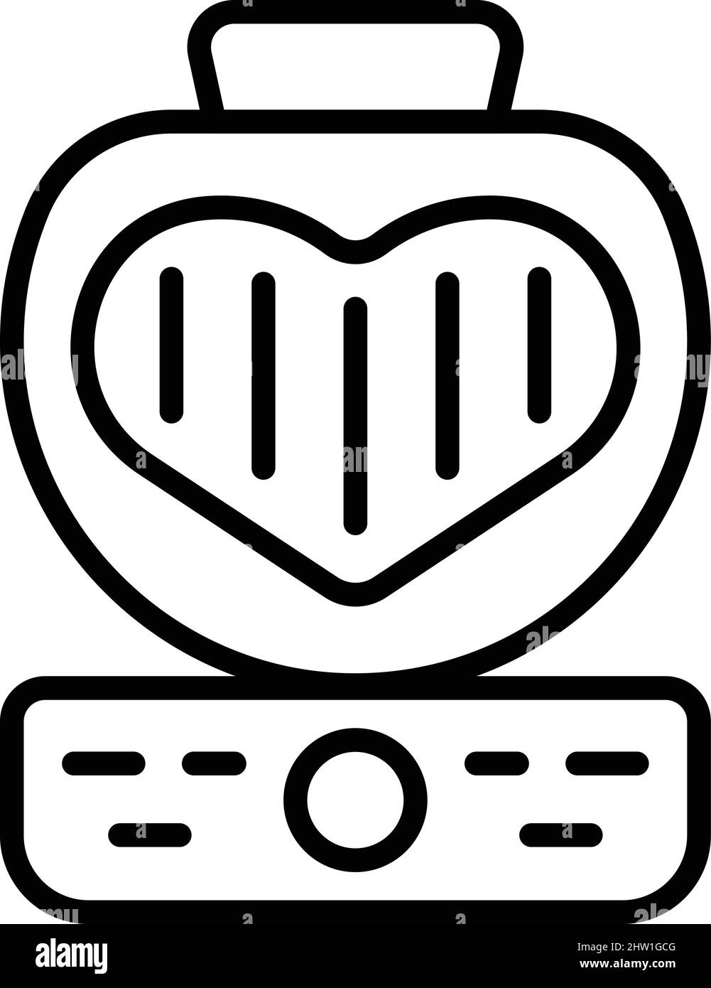 Vecteur de contour de l'icône de l'appareil de Saint-Valentin coeur. Cuisson à la cuisinière. Équipement de la machine Illustration de Vecteur